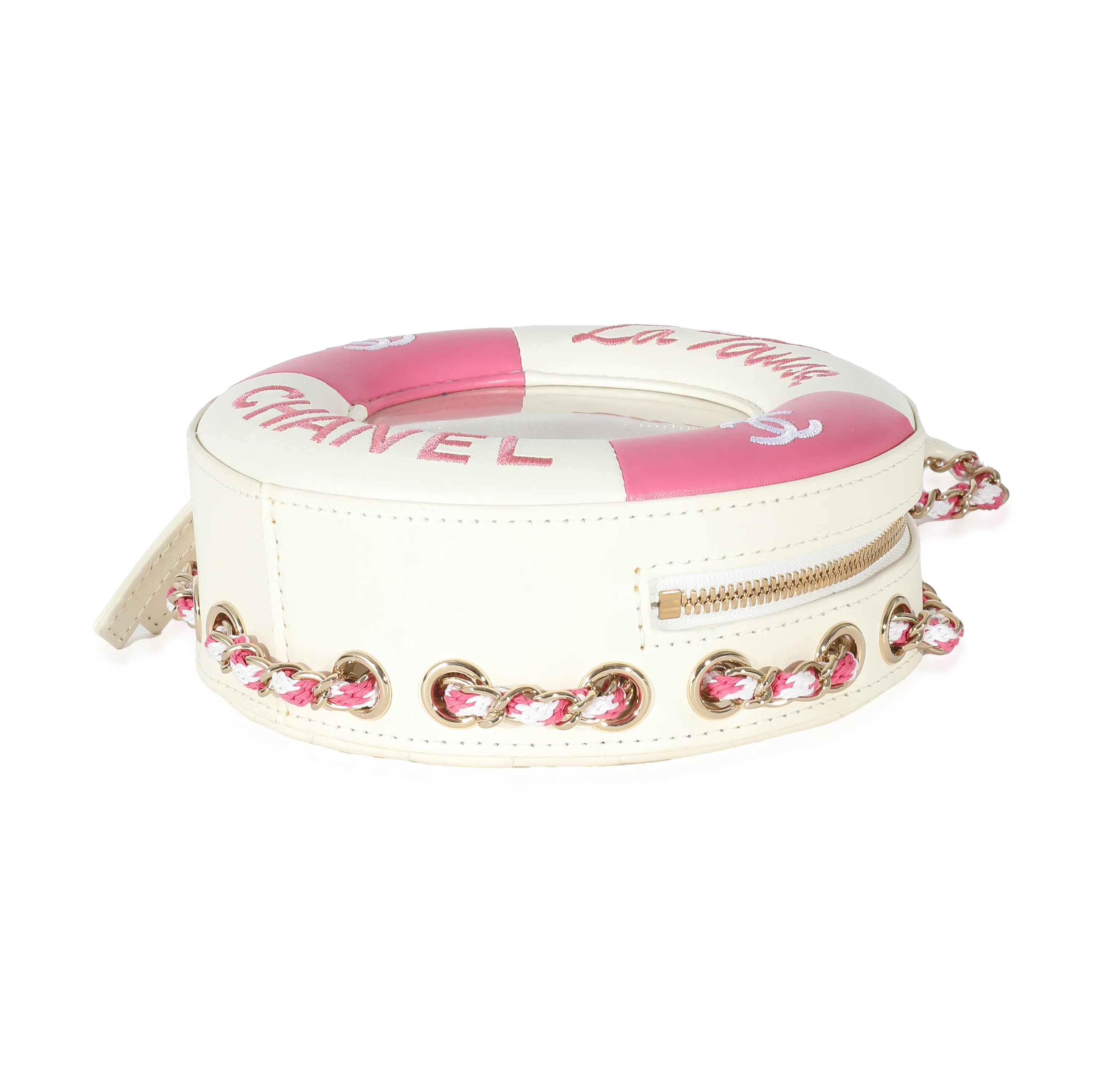 Pink White Lambskin PVC Round Coco Lifesaver - Image 4