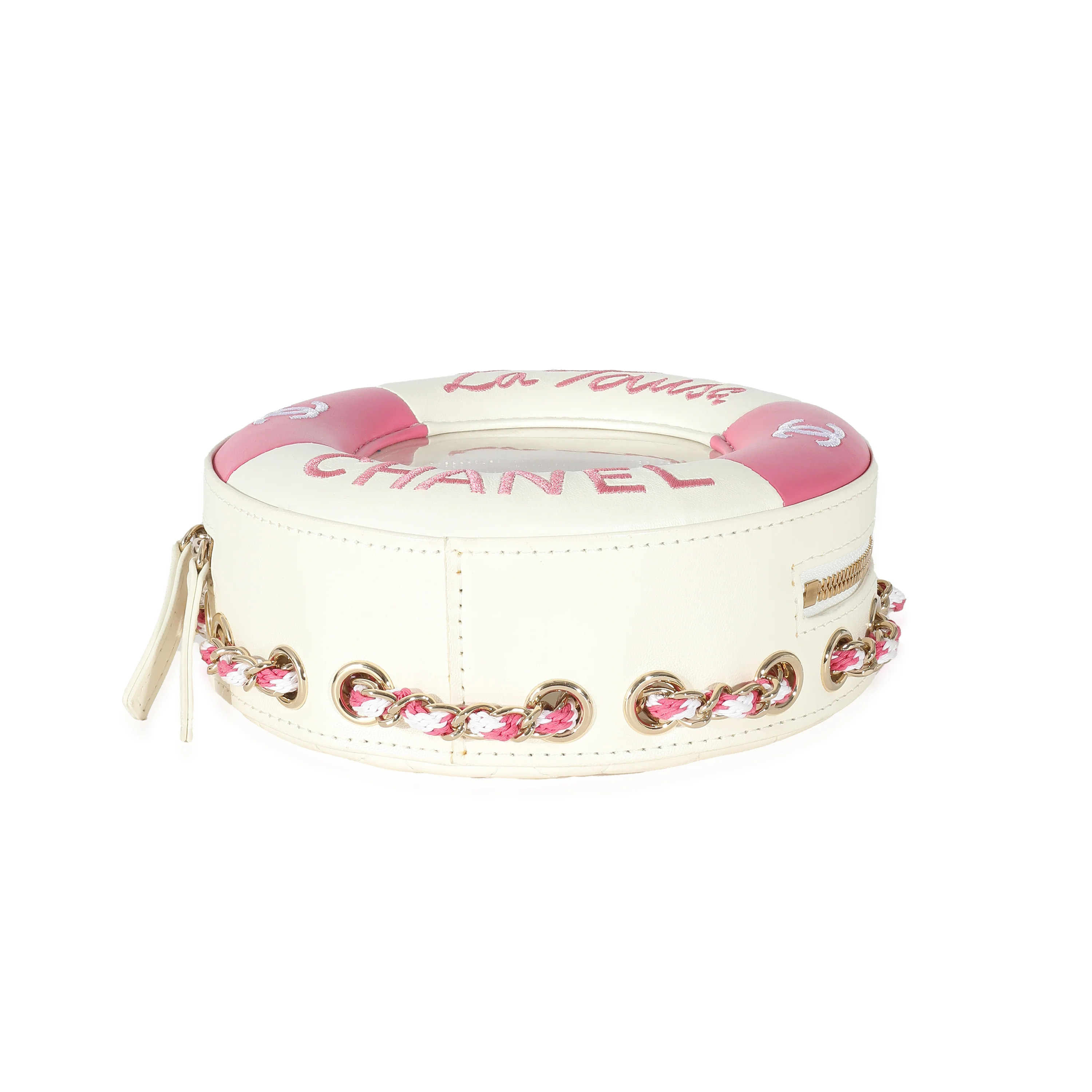 Pink White Lambskin PVC Round Coco Lifesaver - Image 6