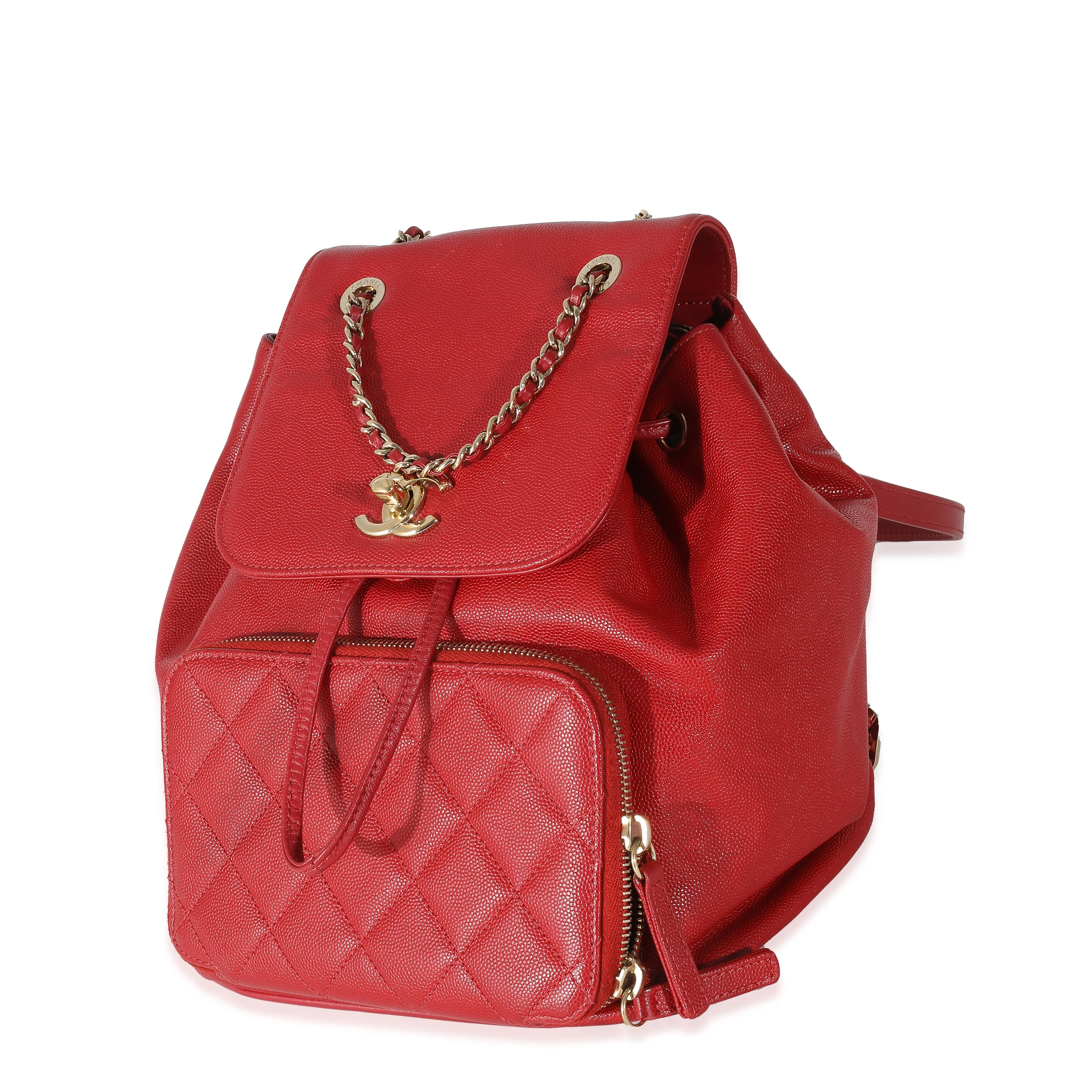 Chanel Red Quilted Caviar Business Affinity Backpack - Image 2