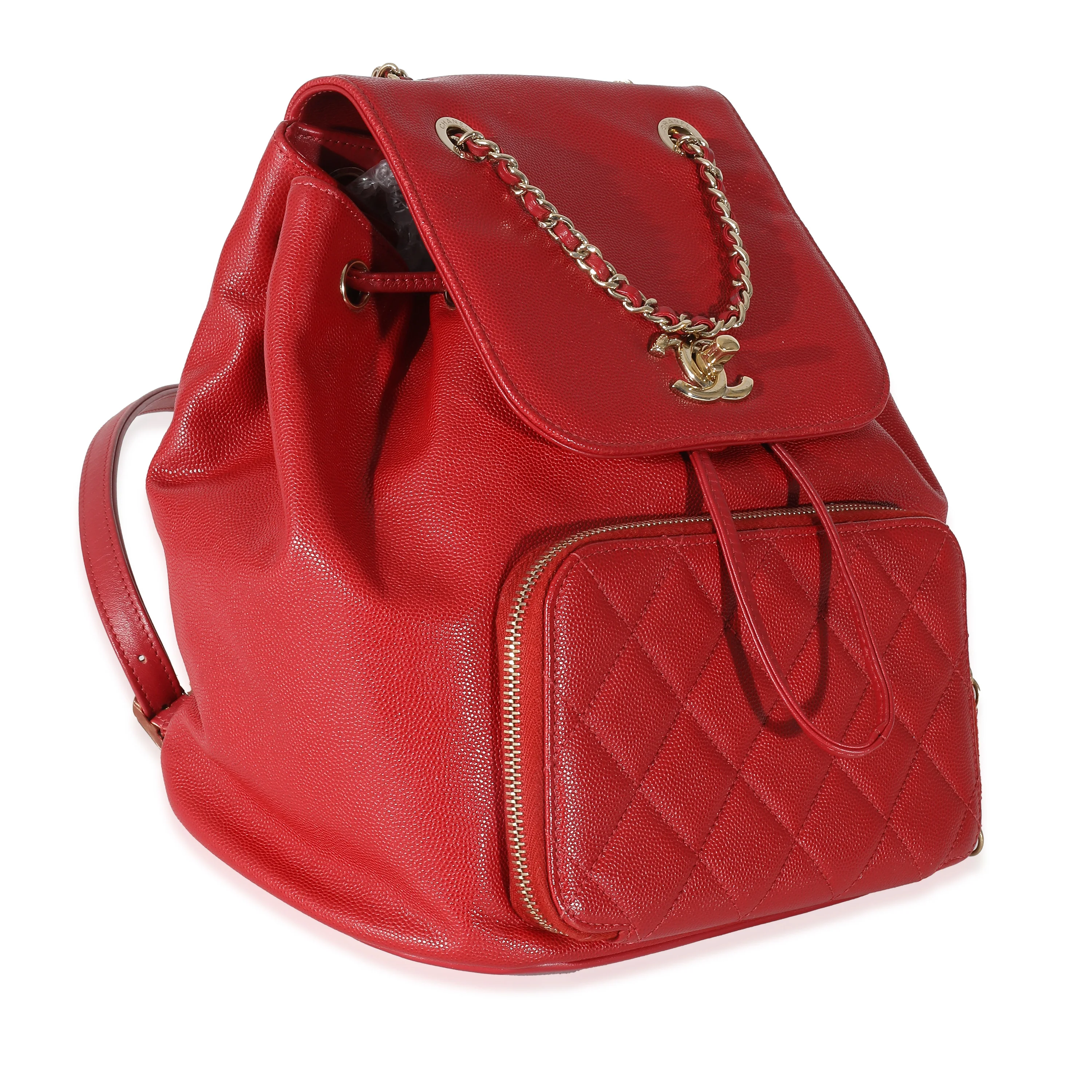 Chanel Red Quilted Caviar Business Affinity Backpack - Image 3