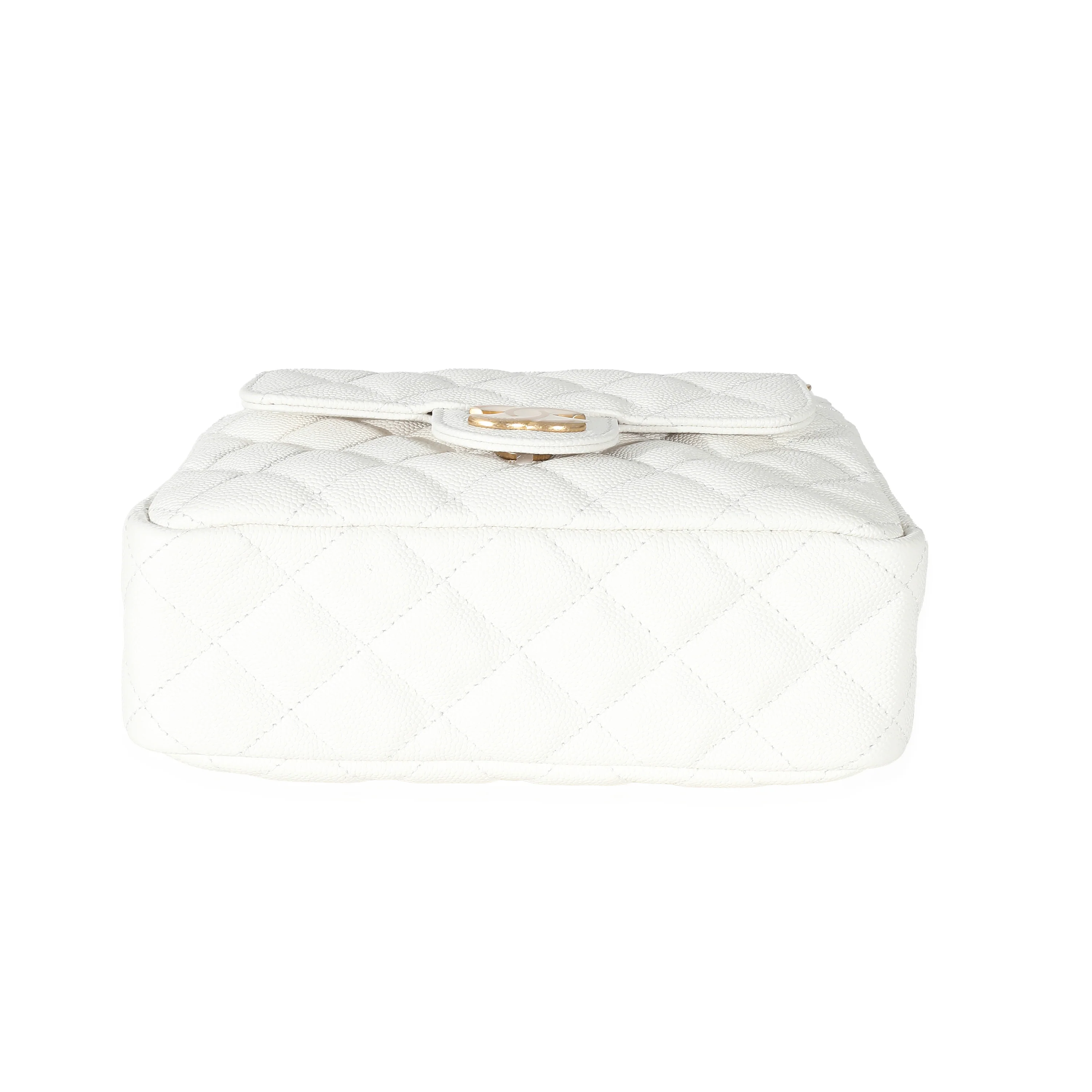 White Quilted Caviar Small Wavy CC Hobo - Image 5