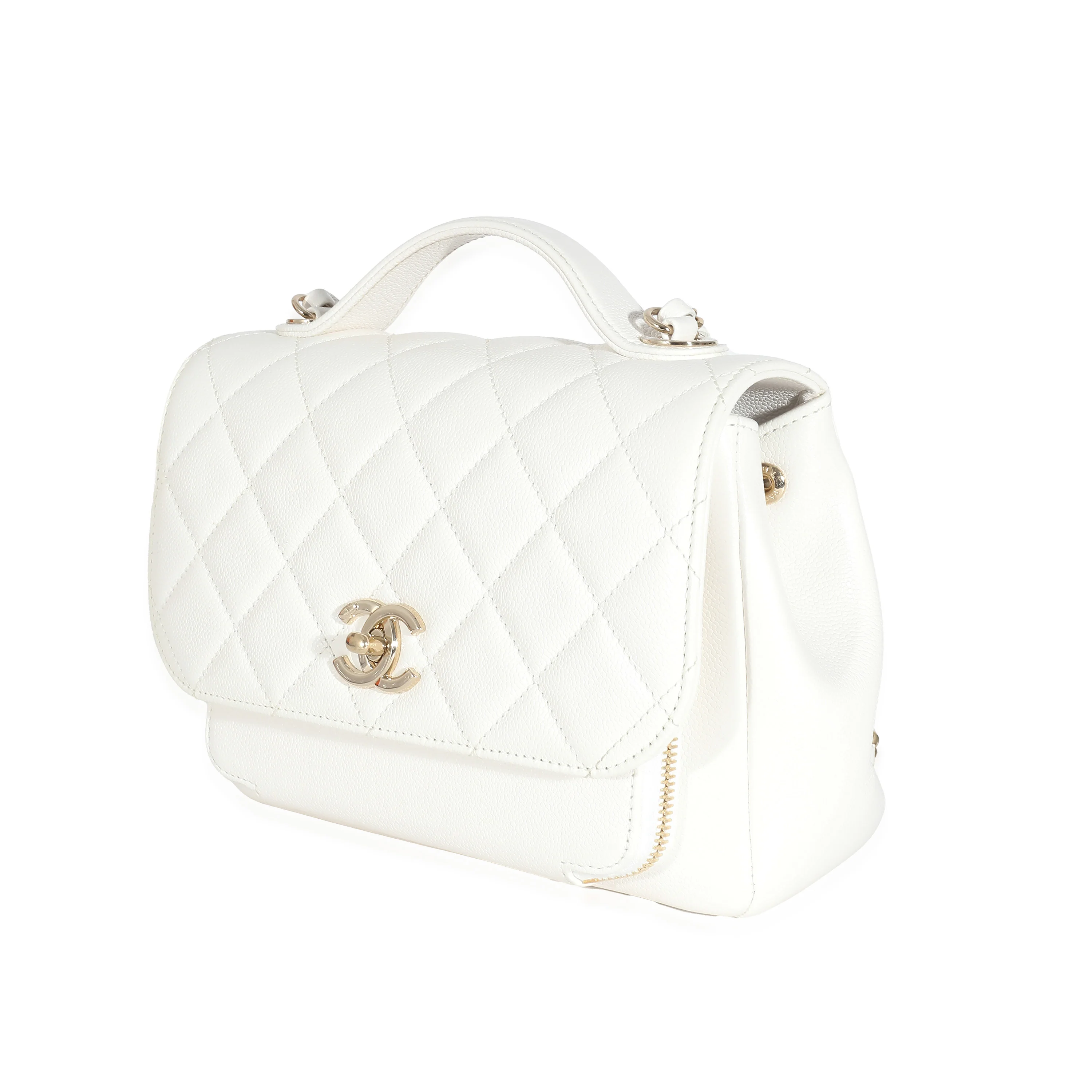 Chanel White Quilted Caviar Medium Business Affinity Flap Bag - Image 2