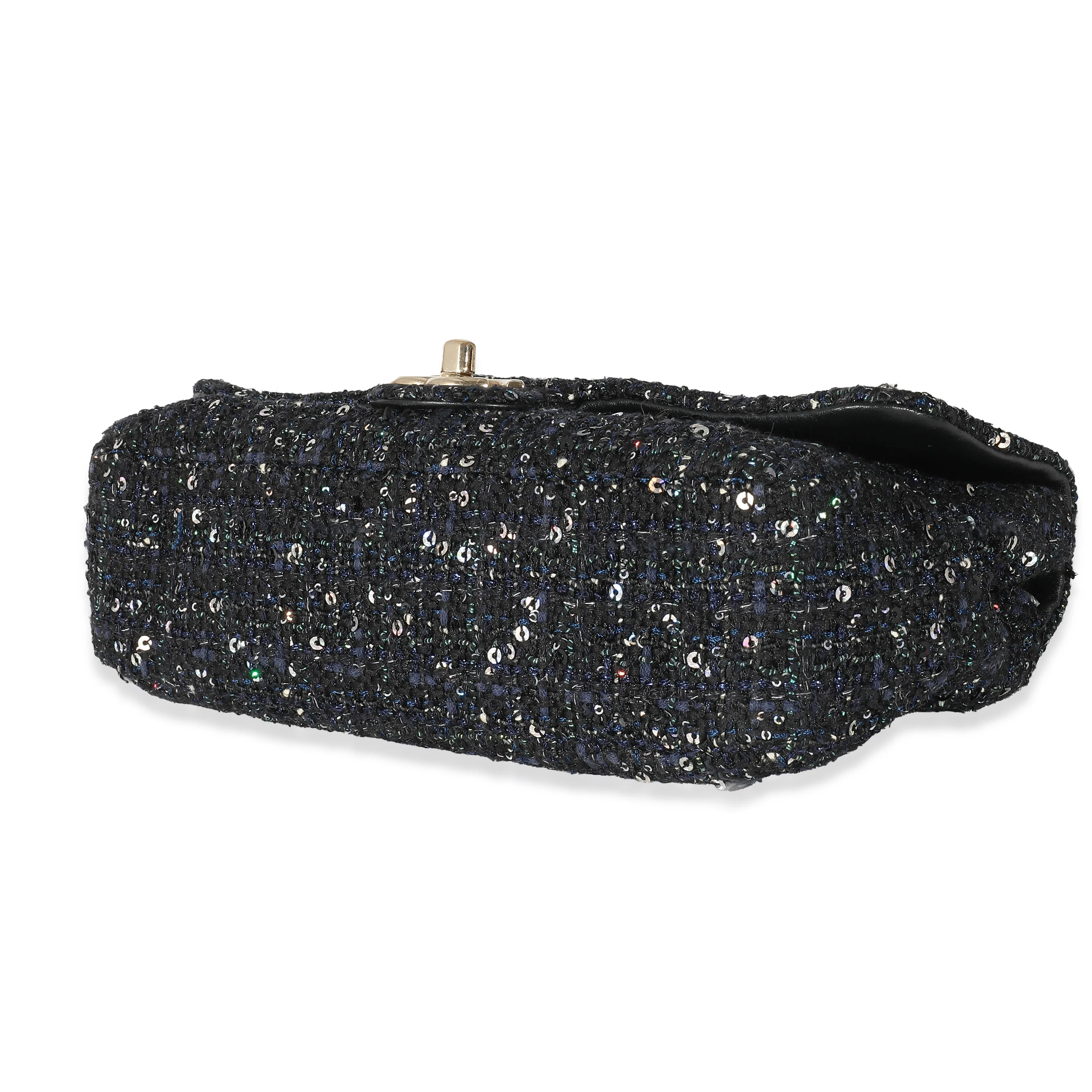 Chanel Black Ecru Tweed Medium Pearl Handle Flap Bag - Image 3