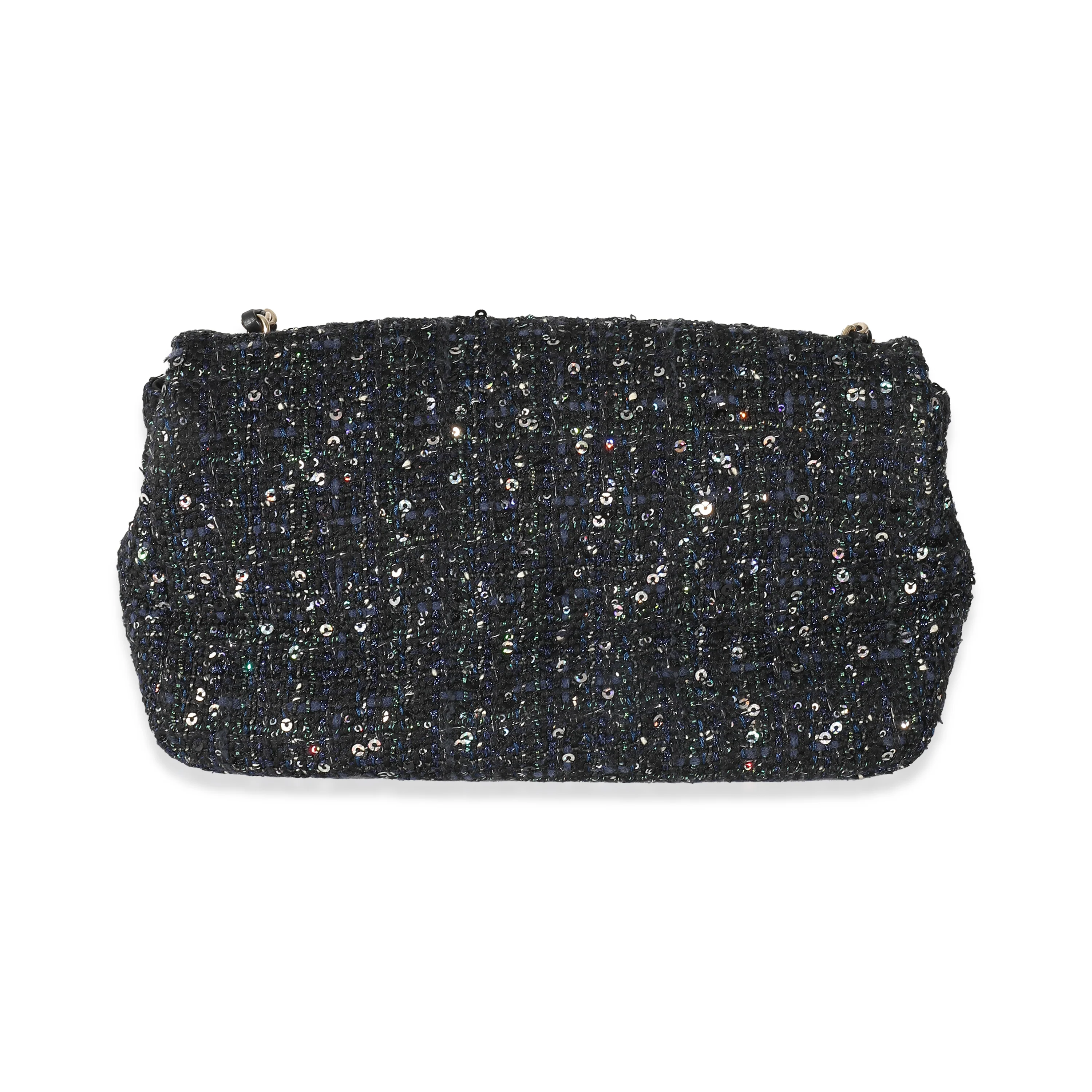 Chanel Black Ecru Tweed Medium Pearl Handle Flap Bag - Image 5