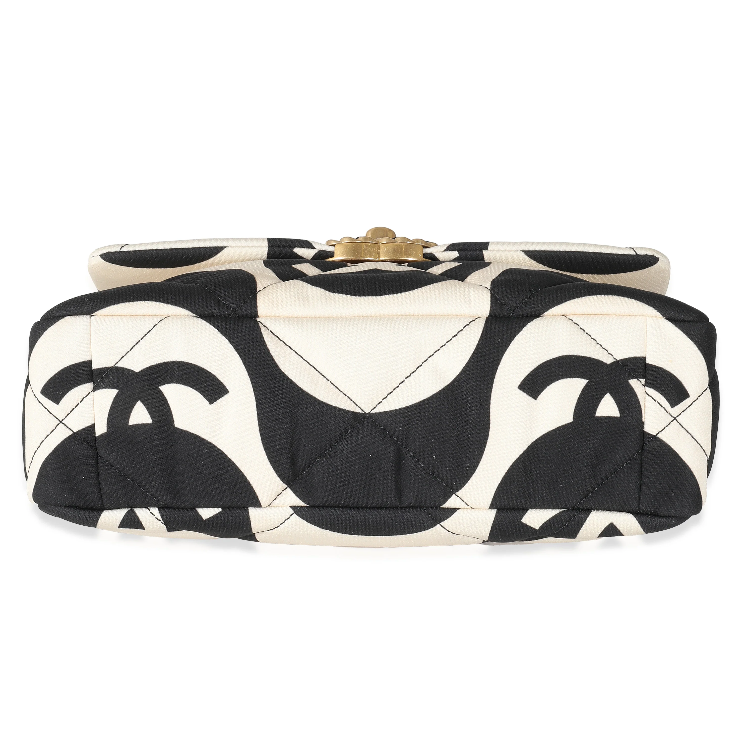 Chanel Black White CC Fabric Medium Chanel 19 Flap Bag - Image 5