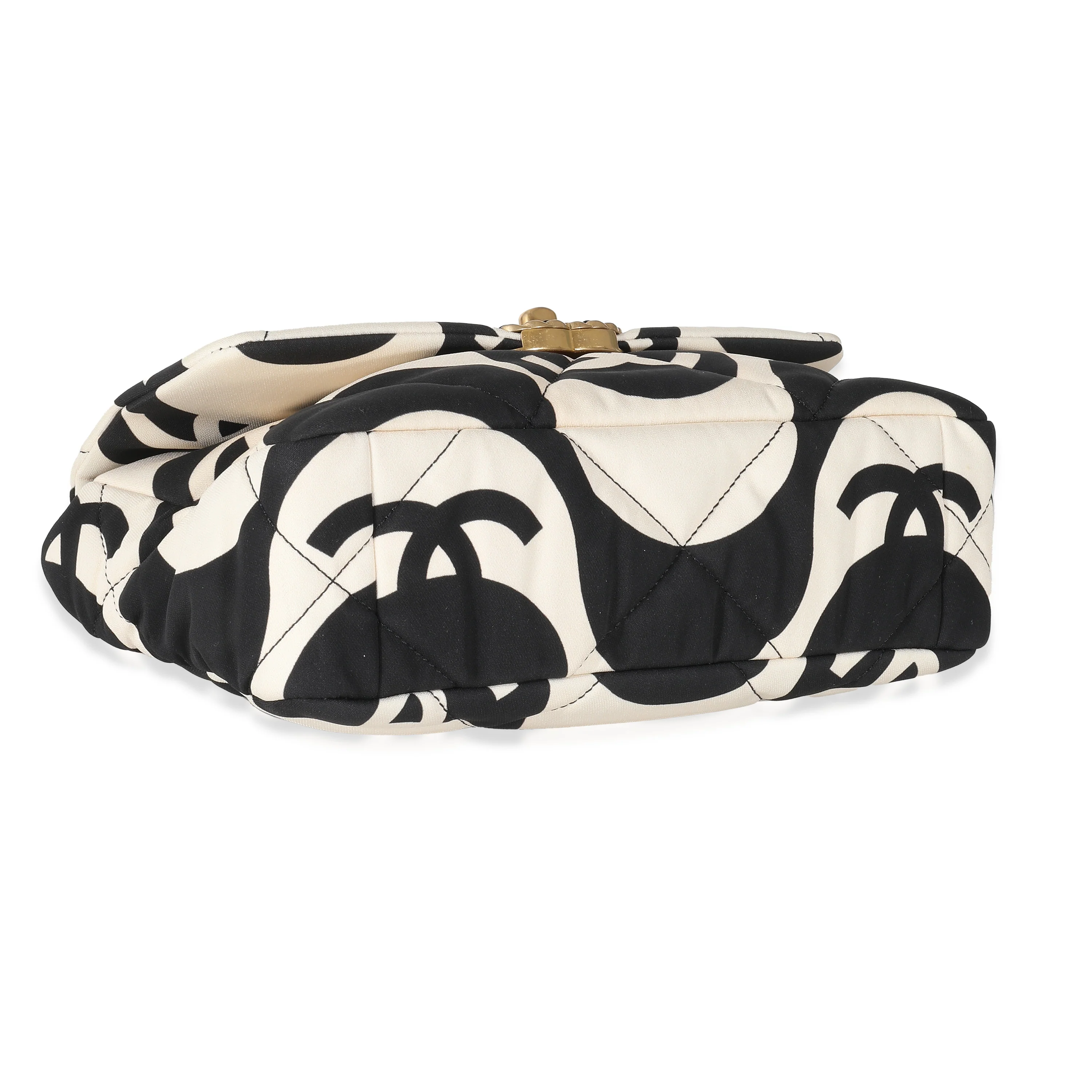 Chanel Black White CC Fabric Medium Chanel 19 Flap Bag - Image 7