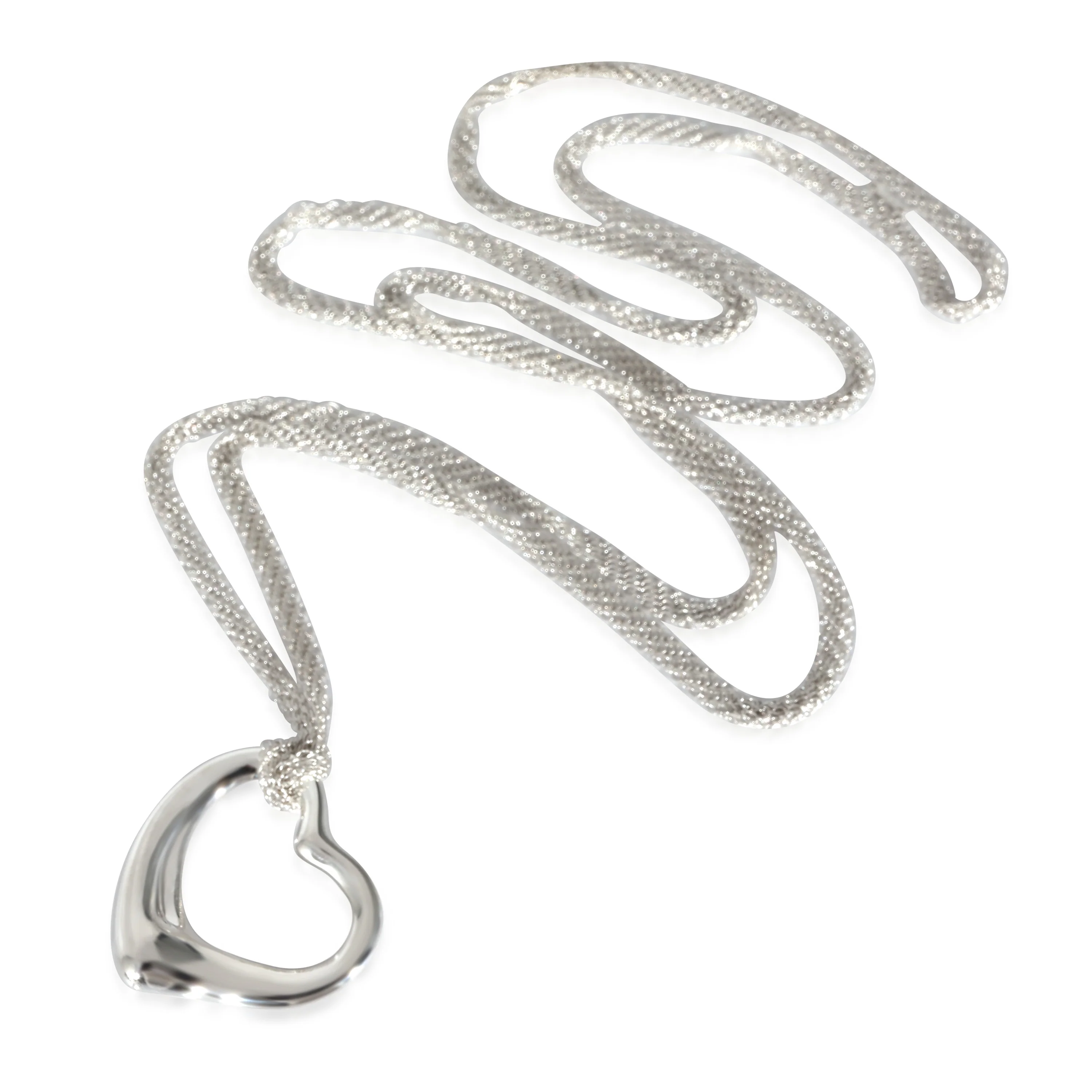 Elsa Peretti 36mm Open Heart Pendant On Mesh Chain Sterling Silver - Image 2