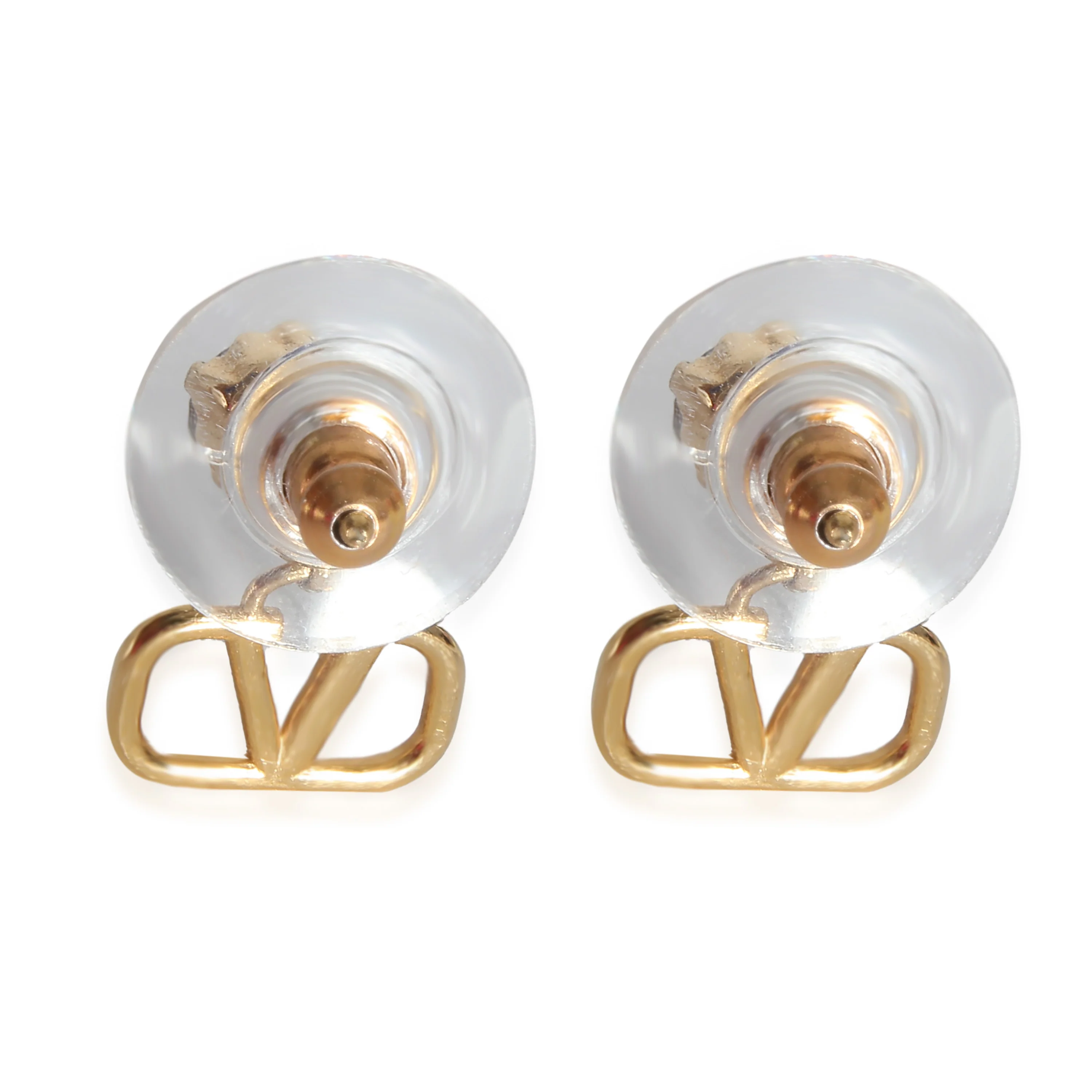 Valentino Garavani VLogo Signature Gold Tone Earrings With Crystals - Image 3
