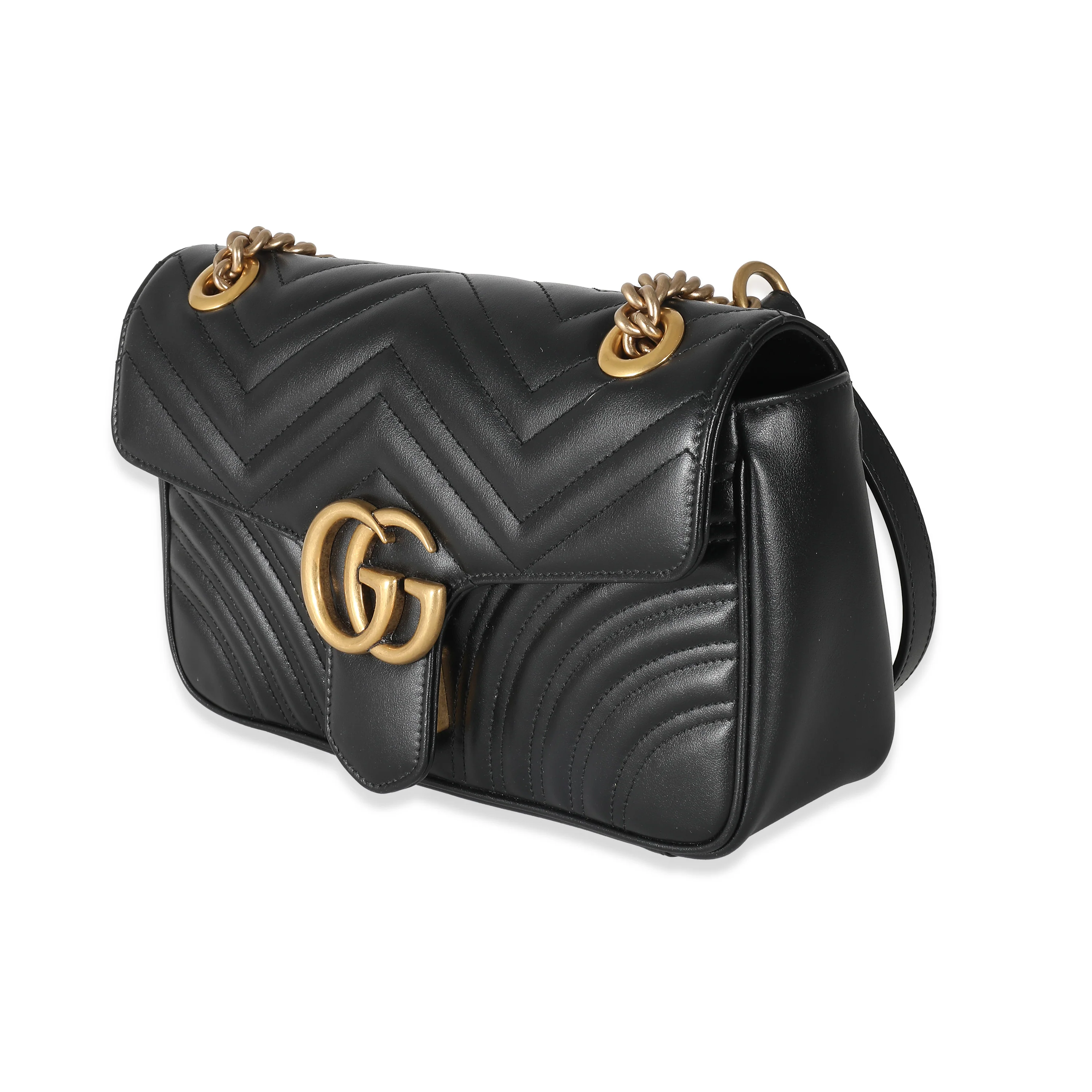 Gucci Black Matelassé Leather Medium GG Marmont Bag - Image 2