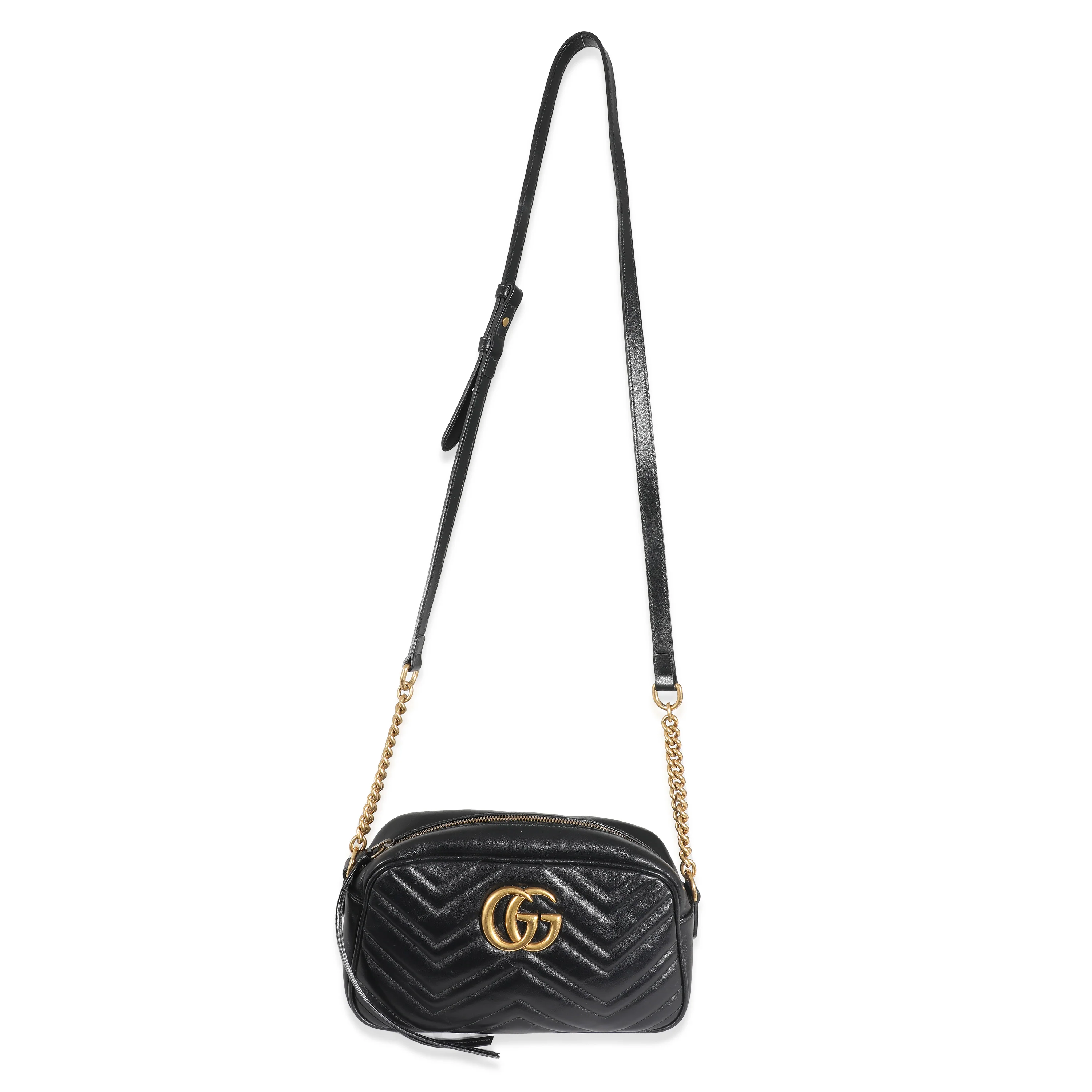 Black Chevron Matelassé Small GG Marmont Camera Bag - Image 8