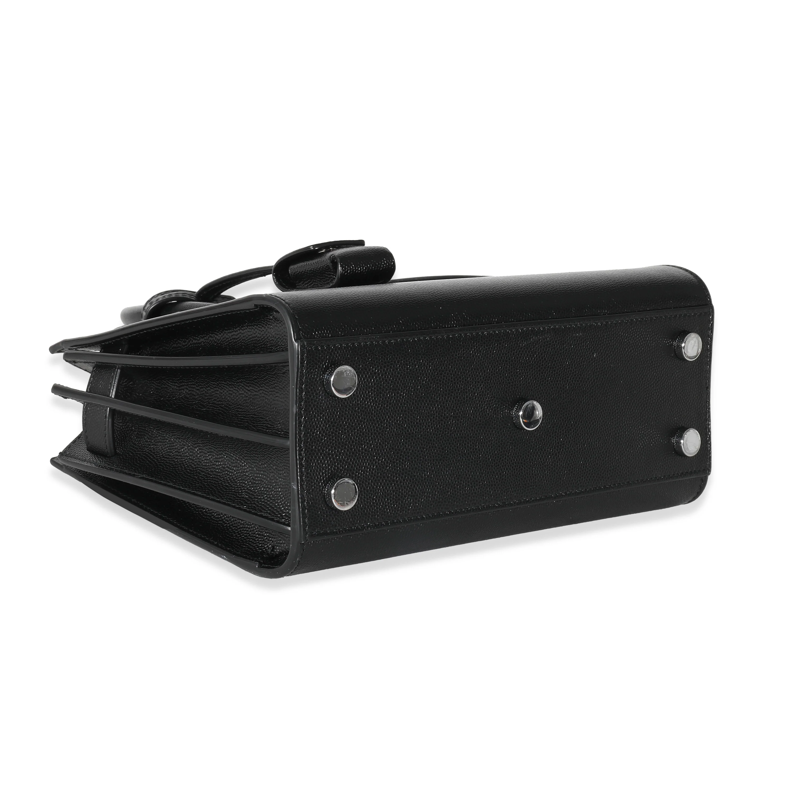 Black Grained Leather Nano Sac De Jour - Image 7