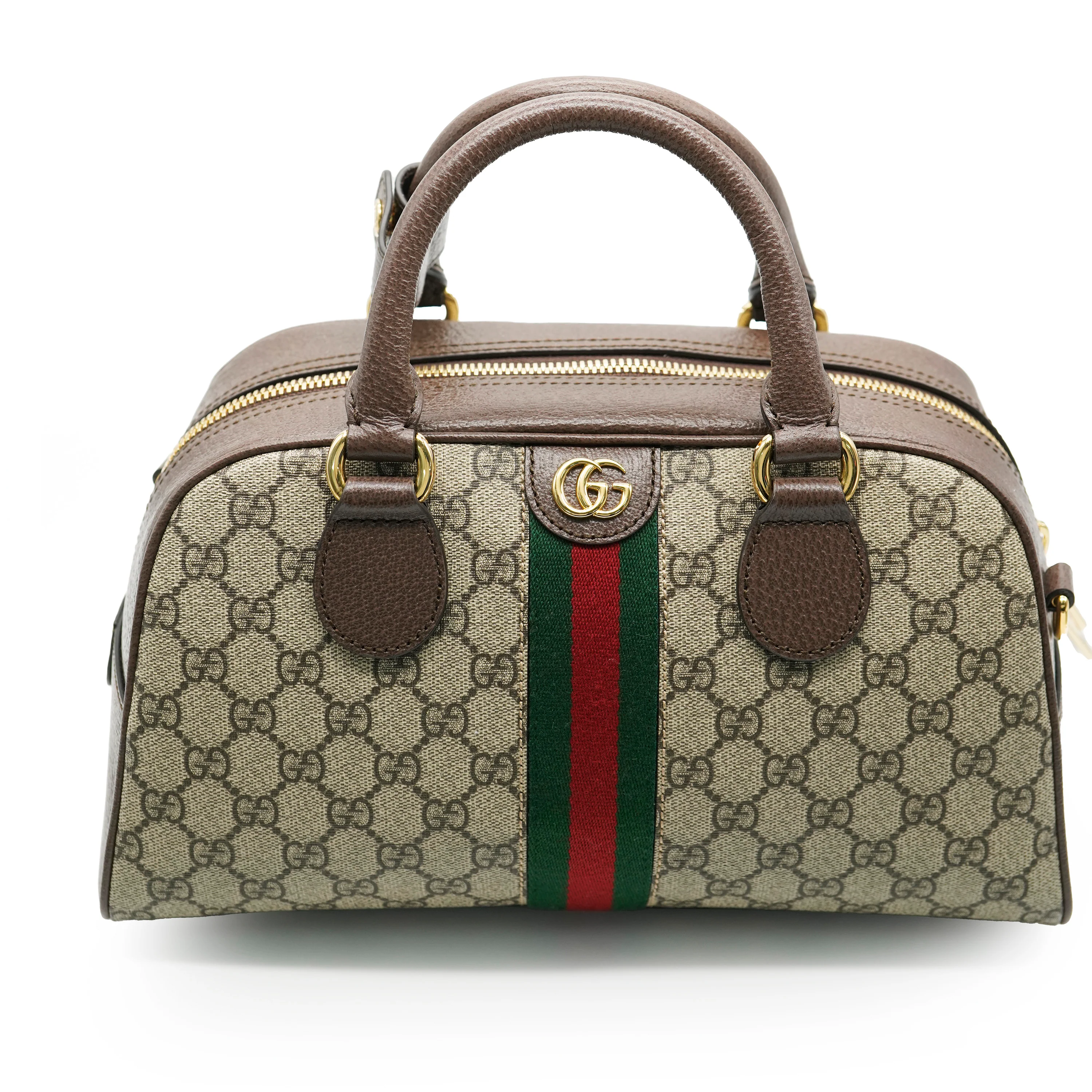 Gucci Beige GG Canvas Savoy Medium Bowling Bag