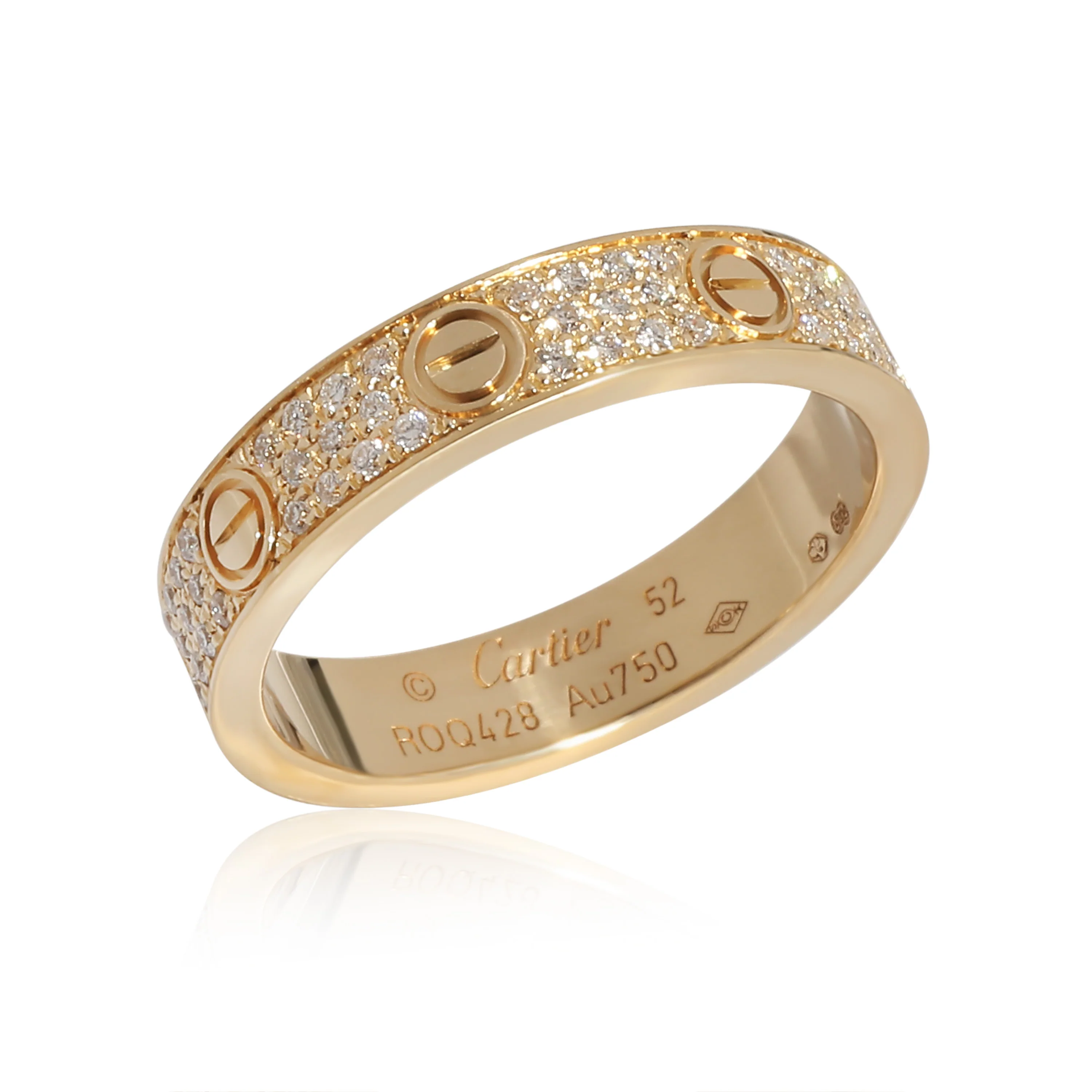 Love Pave Diamond Band in 18k Yellow Gold 0.31 CTW - Image 3