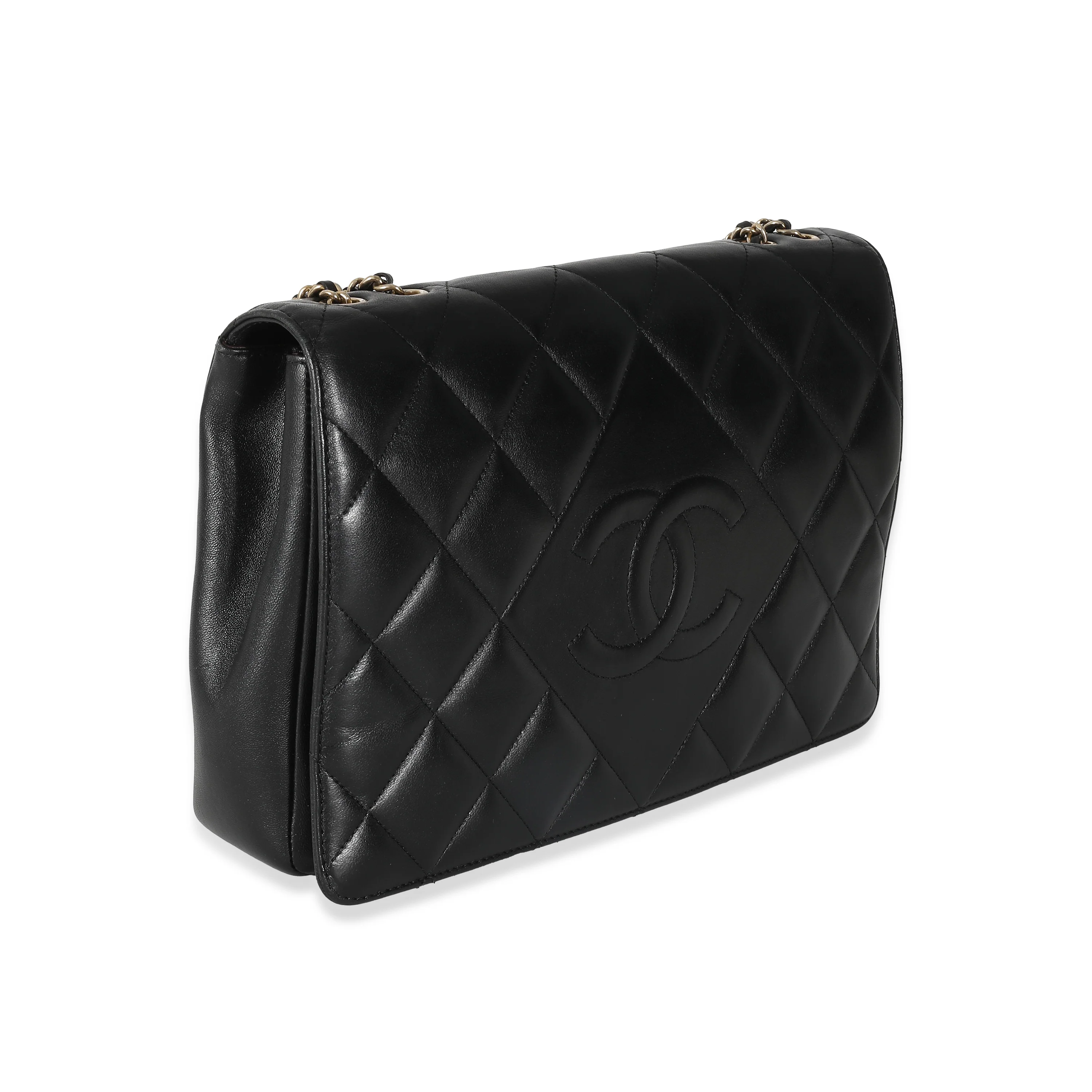 Chanel Black Diamond Quilted CC Medium Flap Bag - Image 3