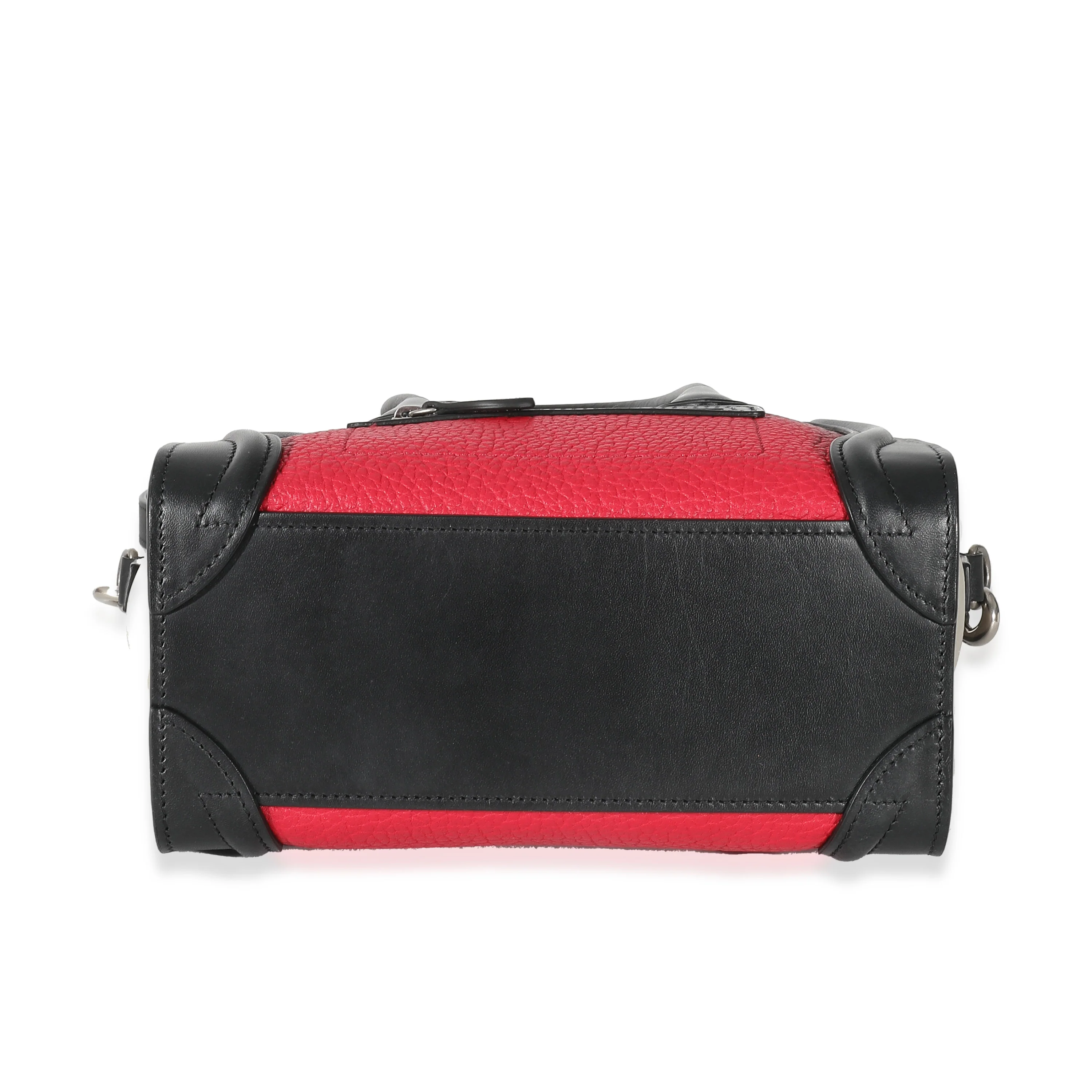 Celine Red Goatskin Grey Calfskin Nano Luggage Tote - Image 5