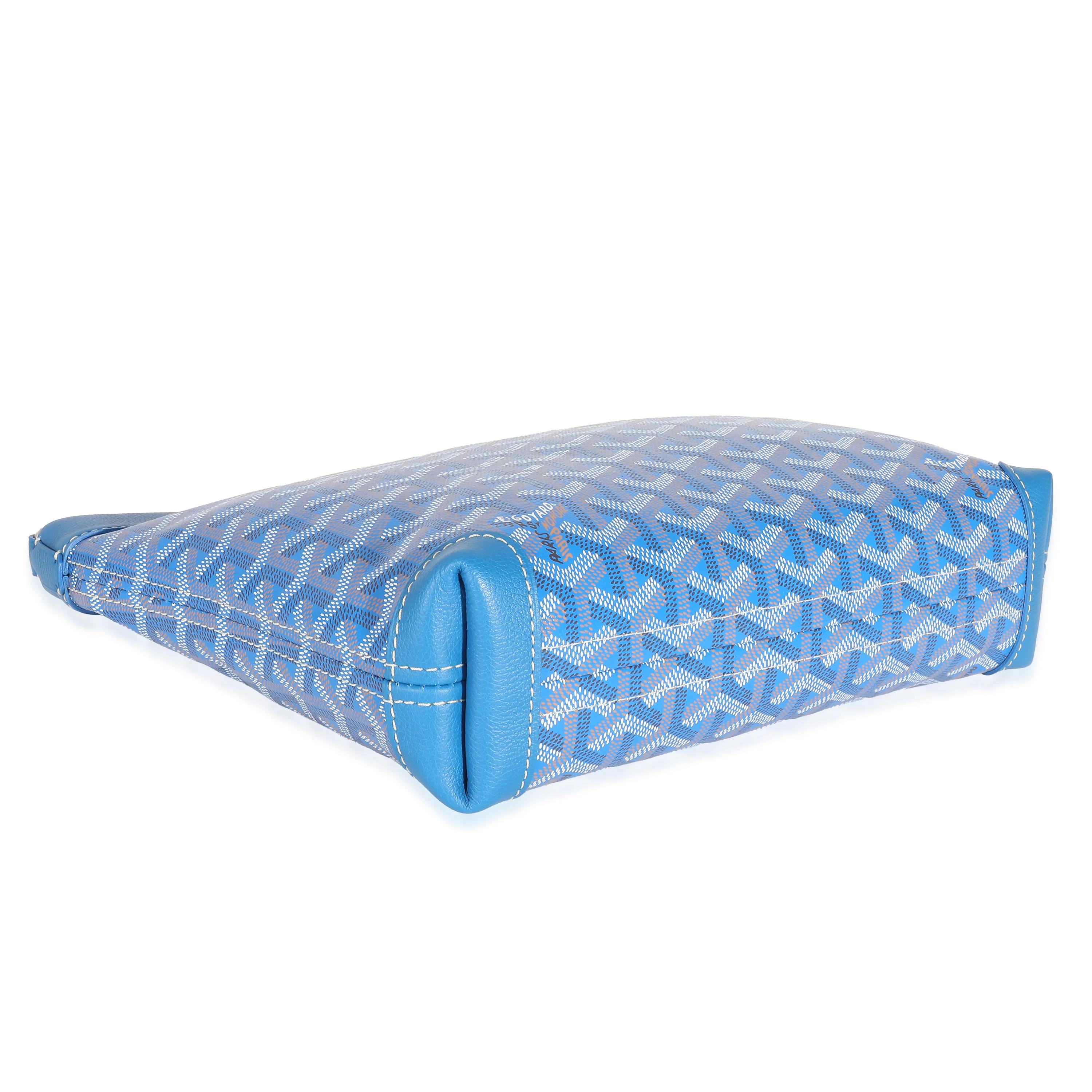 Goyard Blue Calfskin Goyardine Canvas Conti Pouch - Image 3