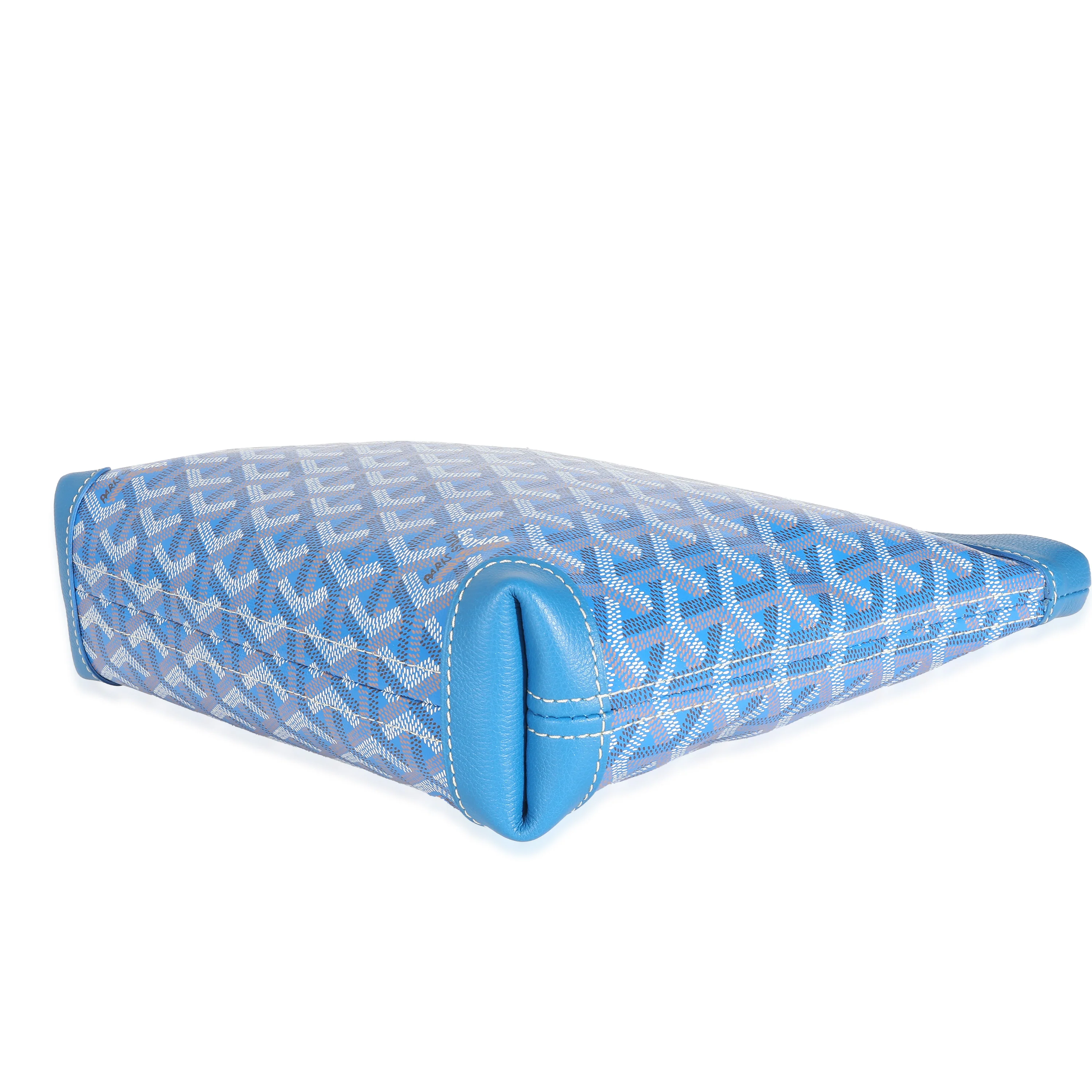Goyard Blue Calfskin Goyardine Canvas Conti Pouch - Image 5