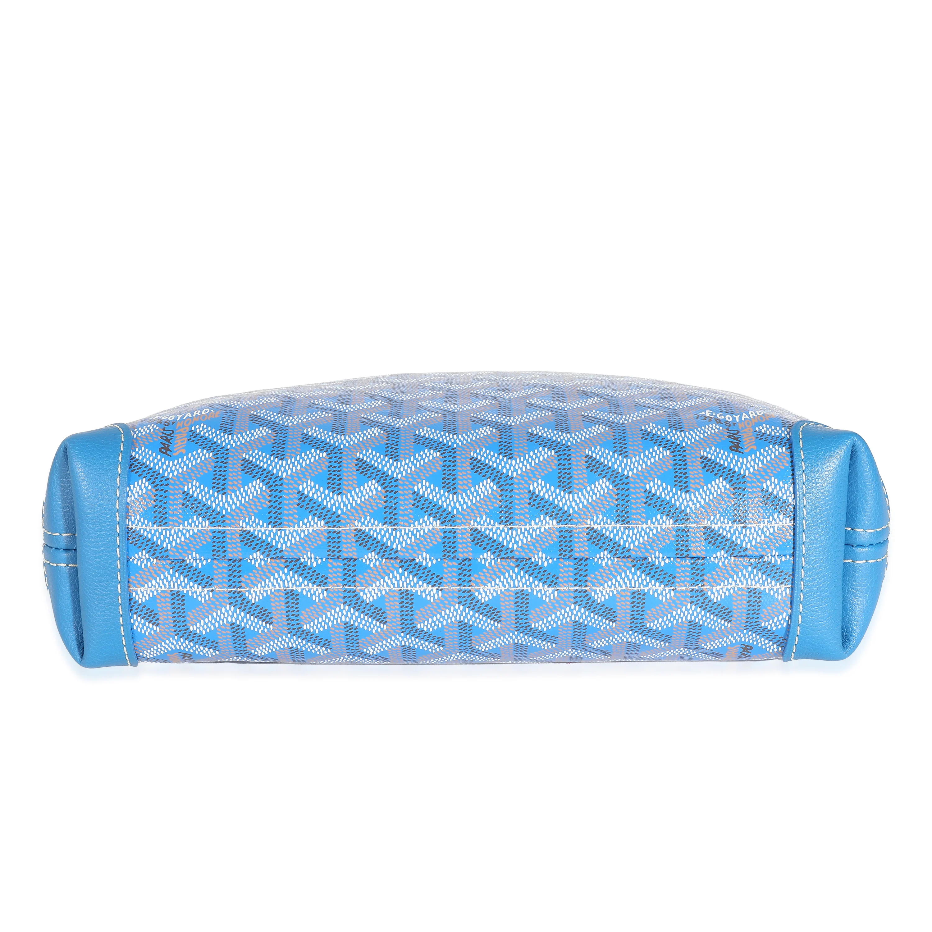 Goyard Blue Calfskin Goyardine Canvas Conti Pouch - Image 6
