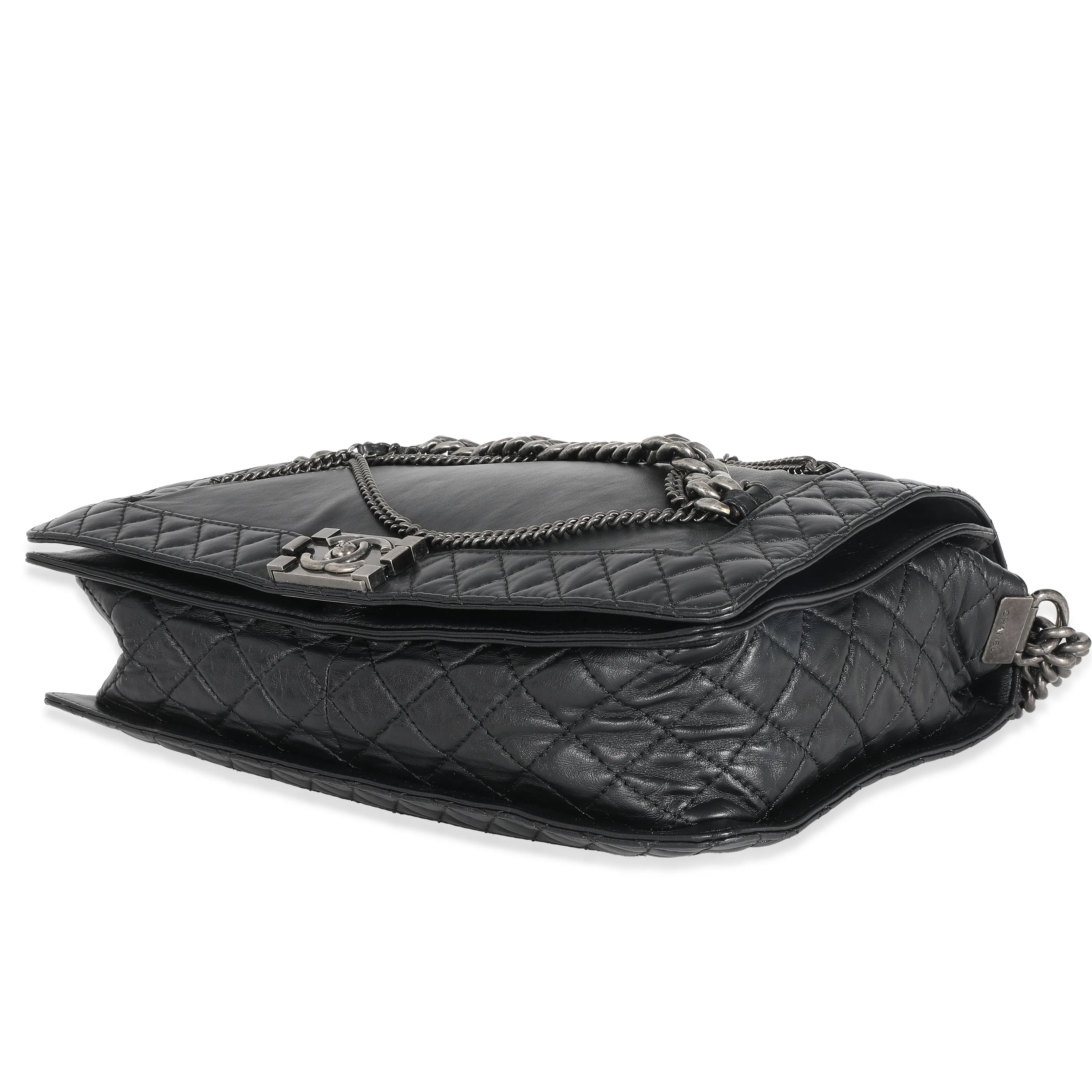 Chanel Black Leather Paris-Dallas Enchained XL Boy Bag - Image 4