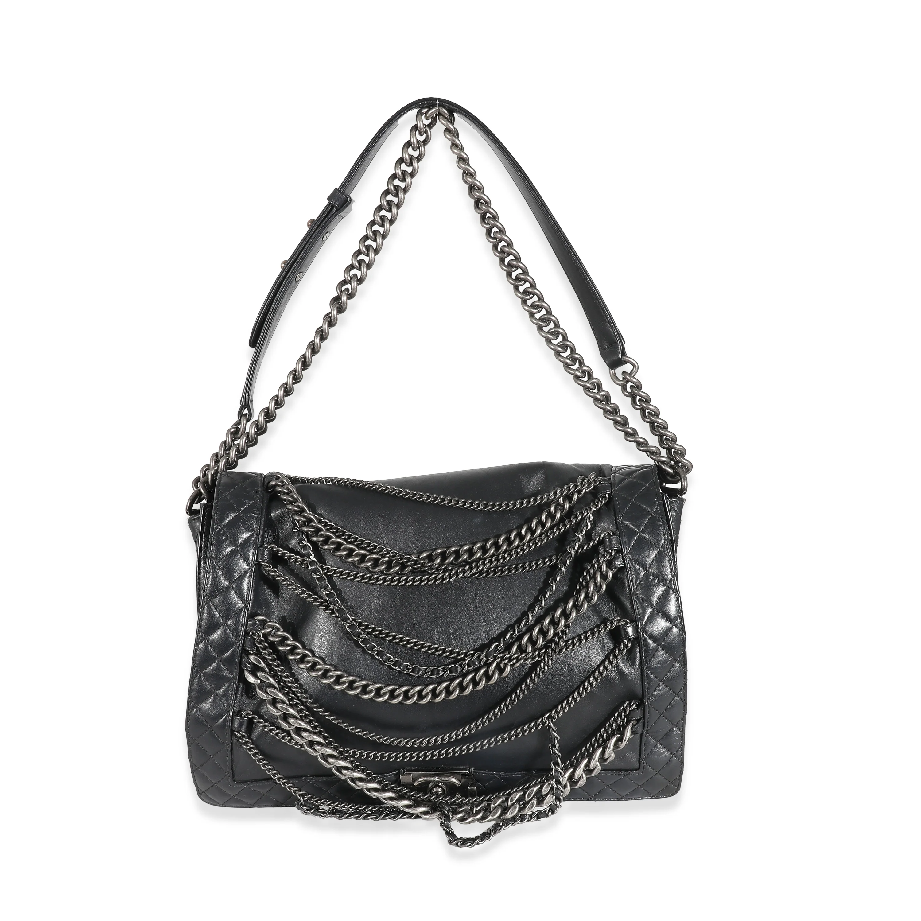 Chanel Black Leather Paris-Dallas Enchained XL Boy Bag - Image 7