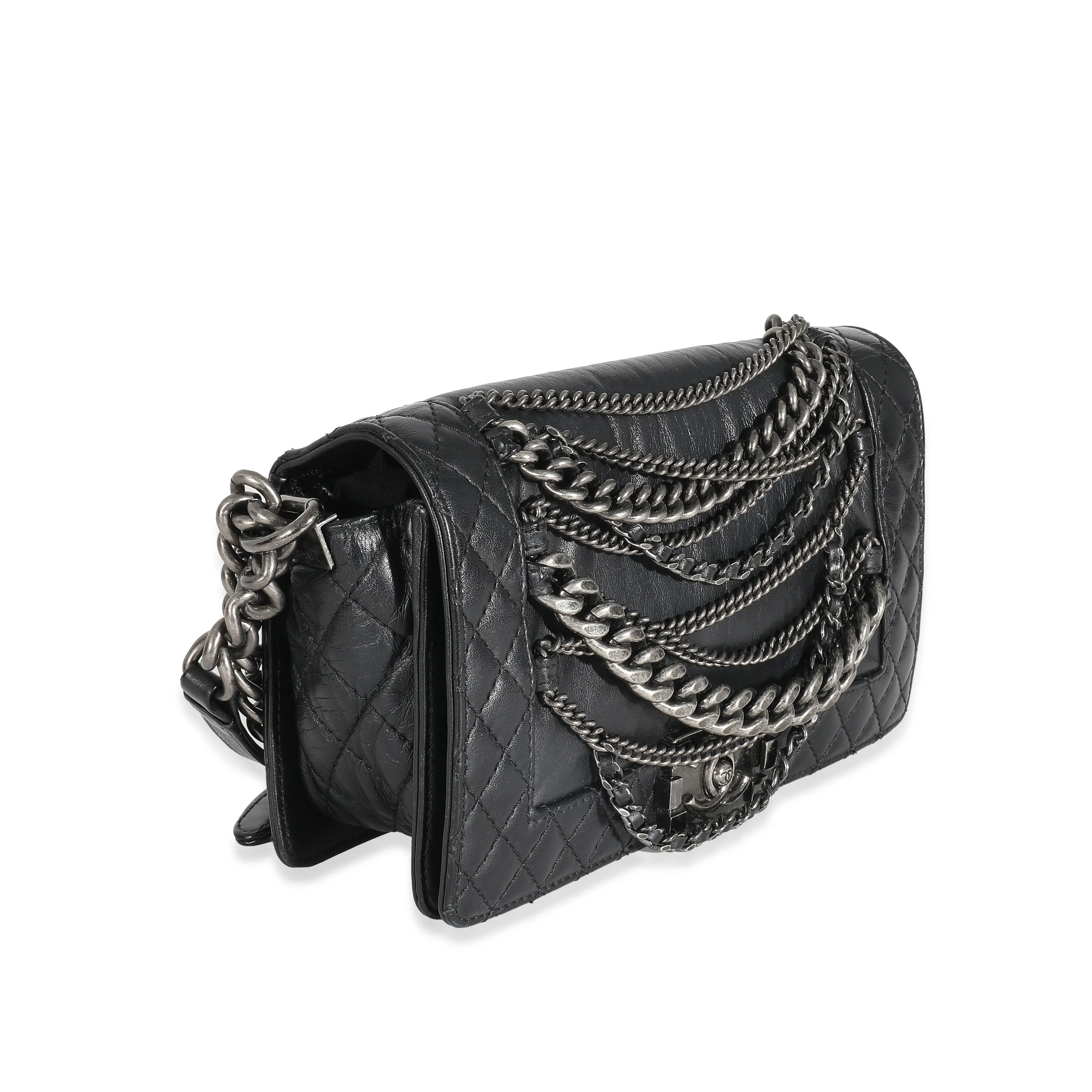 Chanel Black Lambskin Medium Enchained Boy Bag - Image 7
