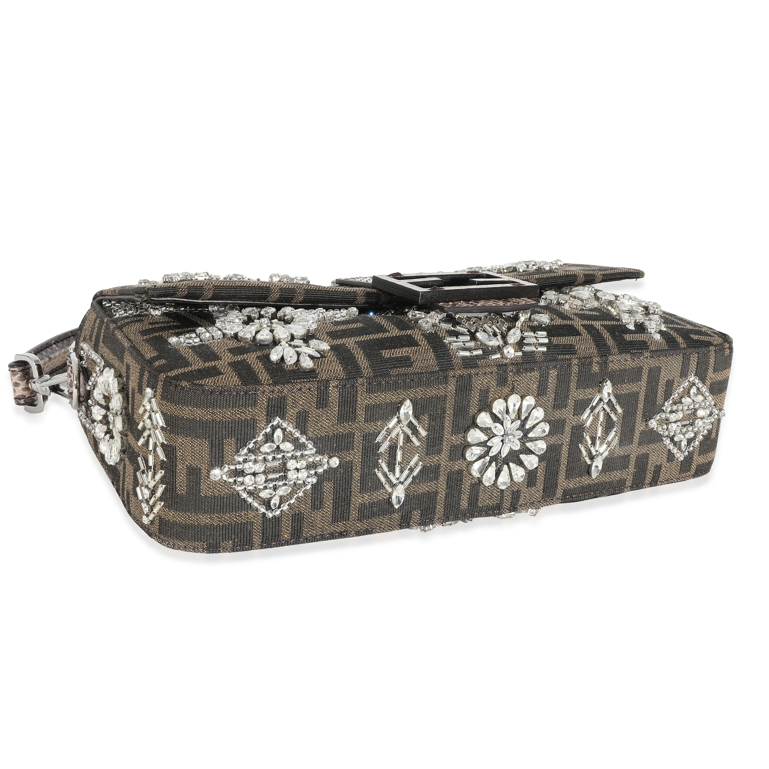 Fendi Brown Zucca Canvas Embellished Re-Edition Baguette - Image 3