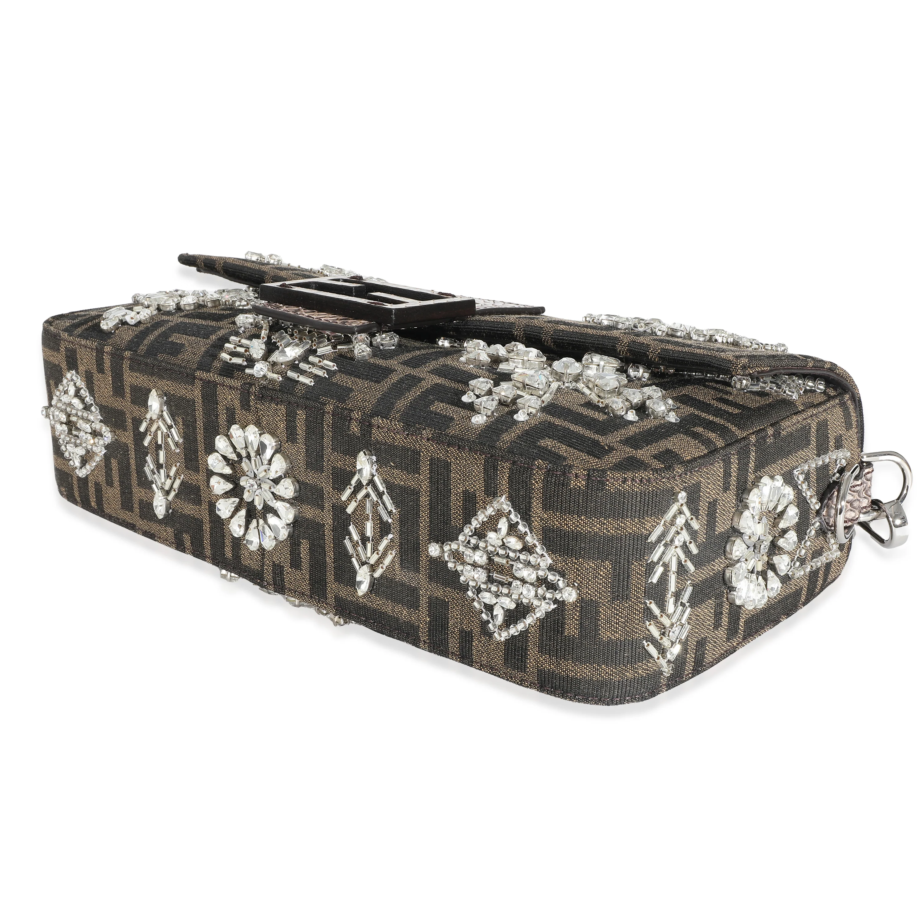 Fendi Brown Zucca Canvas Embellished Re-Edition Baguette - Image 5