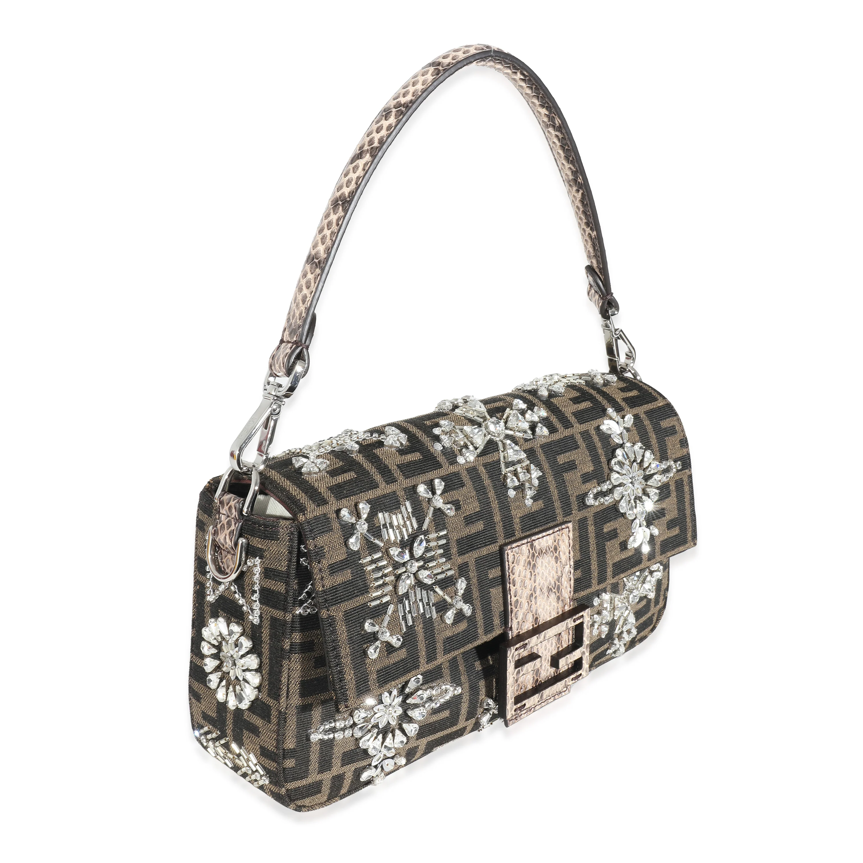 Fendi Brown Zucca Canvas Embellished Re-Edition Baguette - Image 7