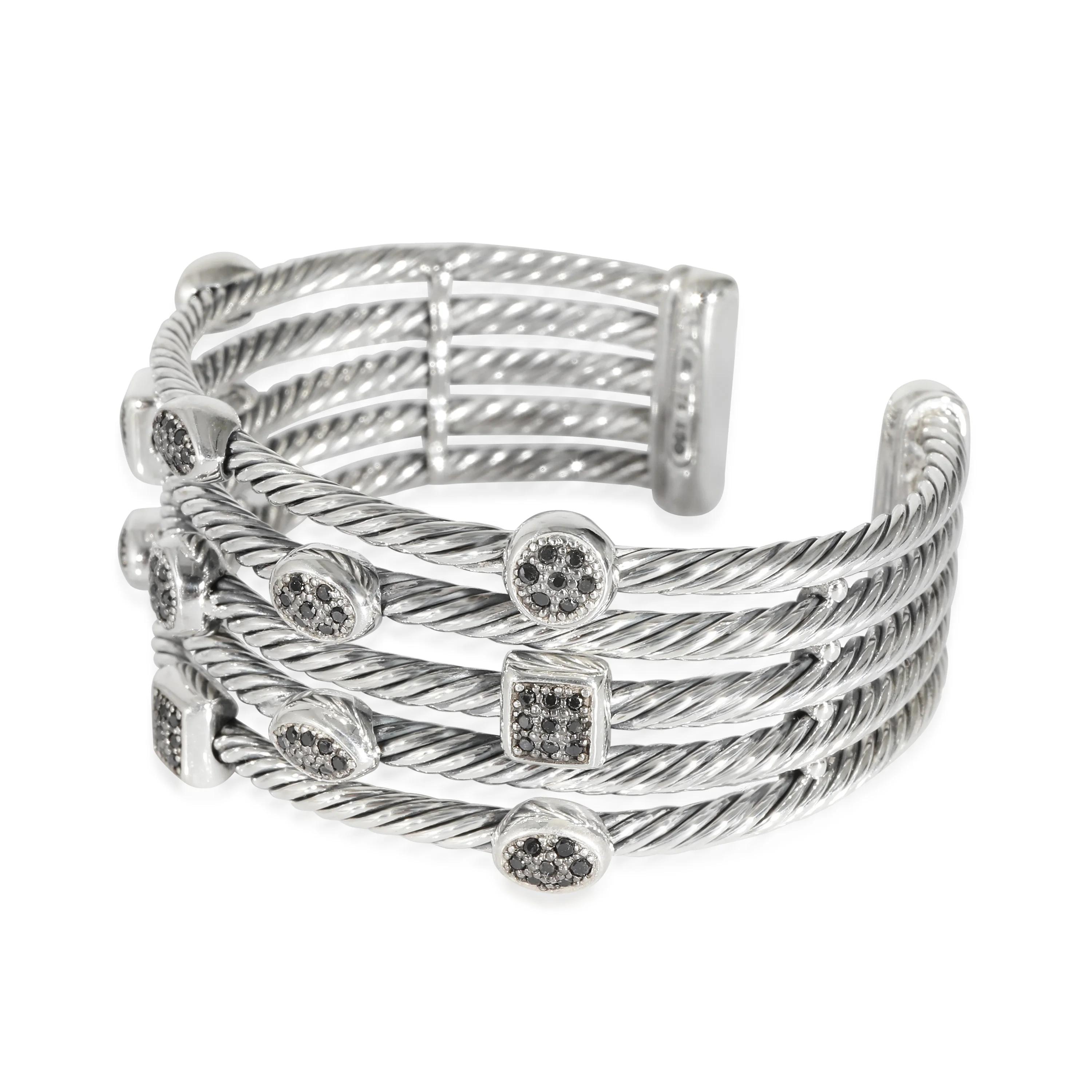 David Yurman Confetti Black Diamond Cuff in Sterling Silver 0.75 CTW - Image 2