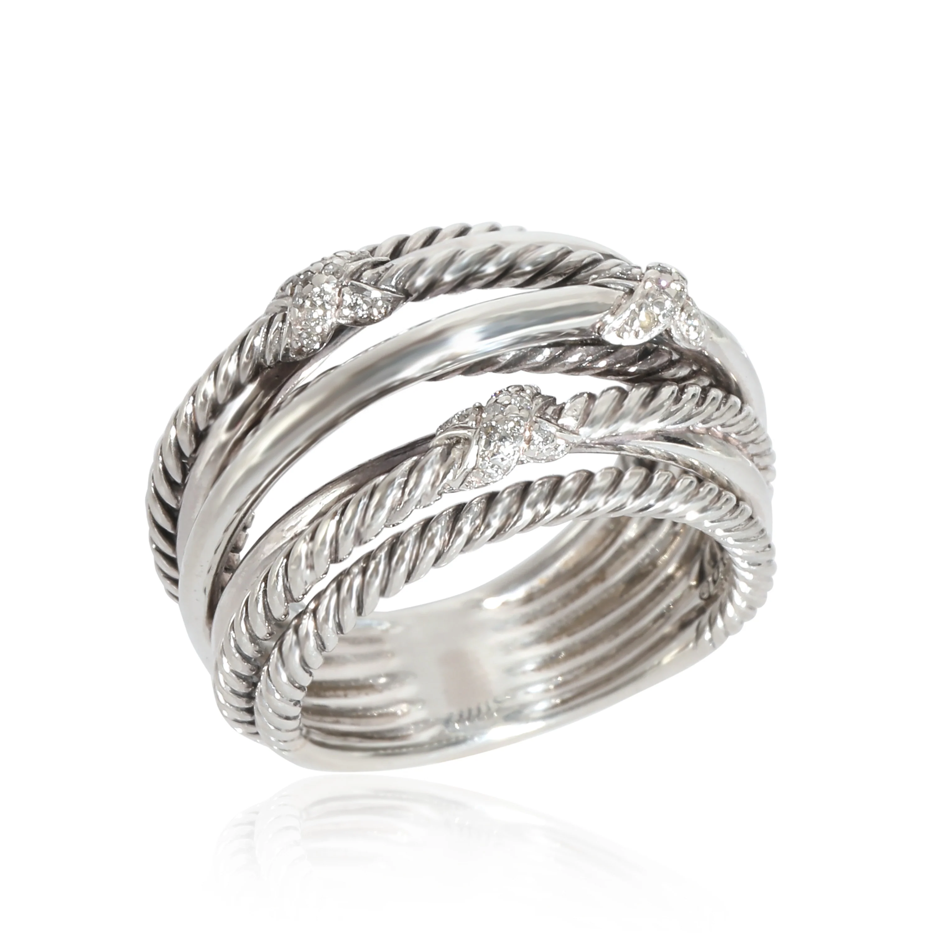 David Yurman Crossover Diamond Ring in Sterling Silver 0.11 CTW - Image 3