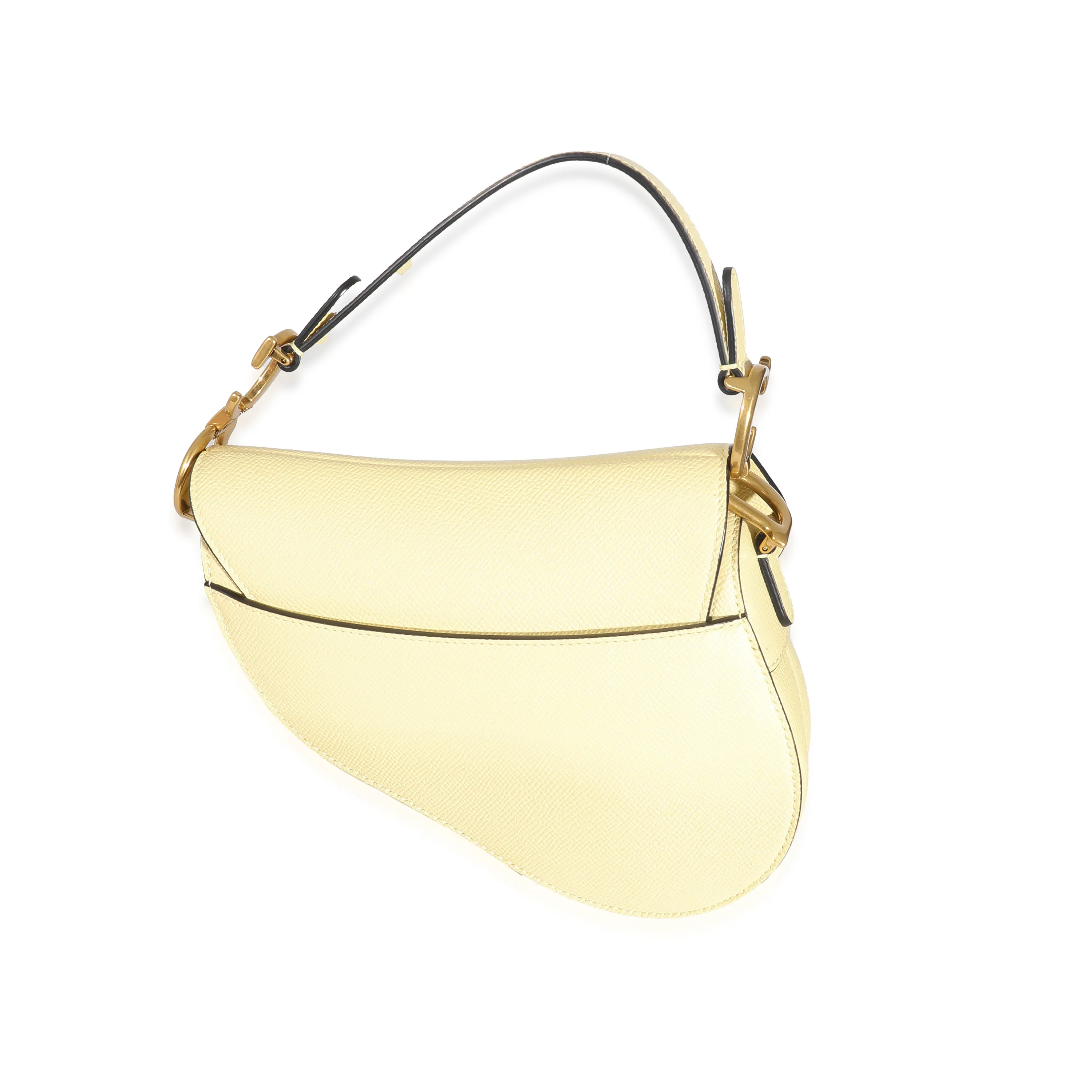 Christian Dior Yellow Grained Calfskin Mini Saddle Bag - Image 3