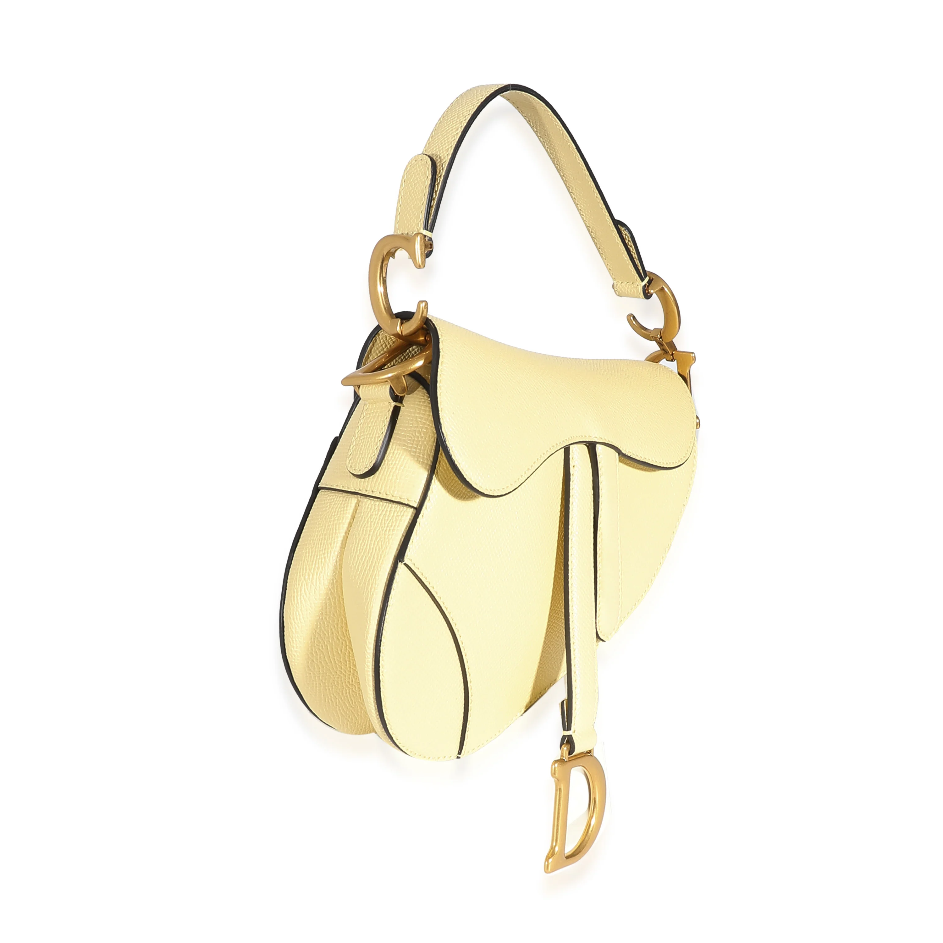 Christian Dior Yellow Grained Calfskin Mini Saddle Bag - Image 4