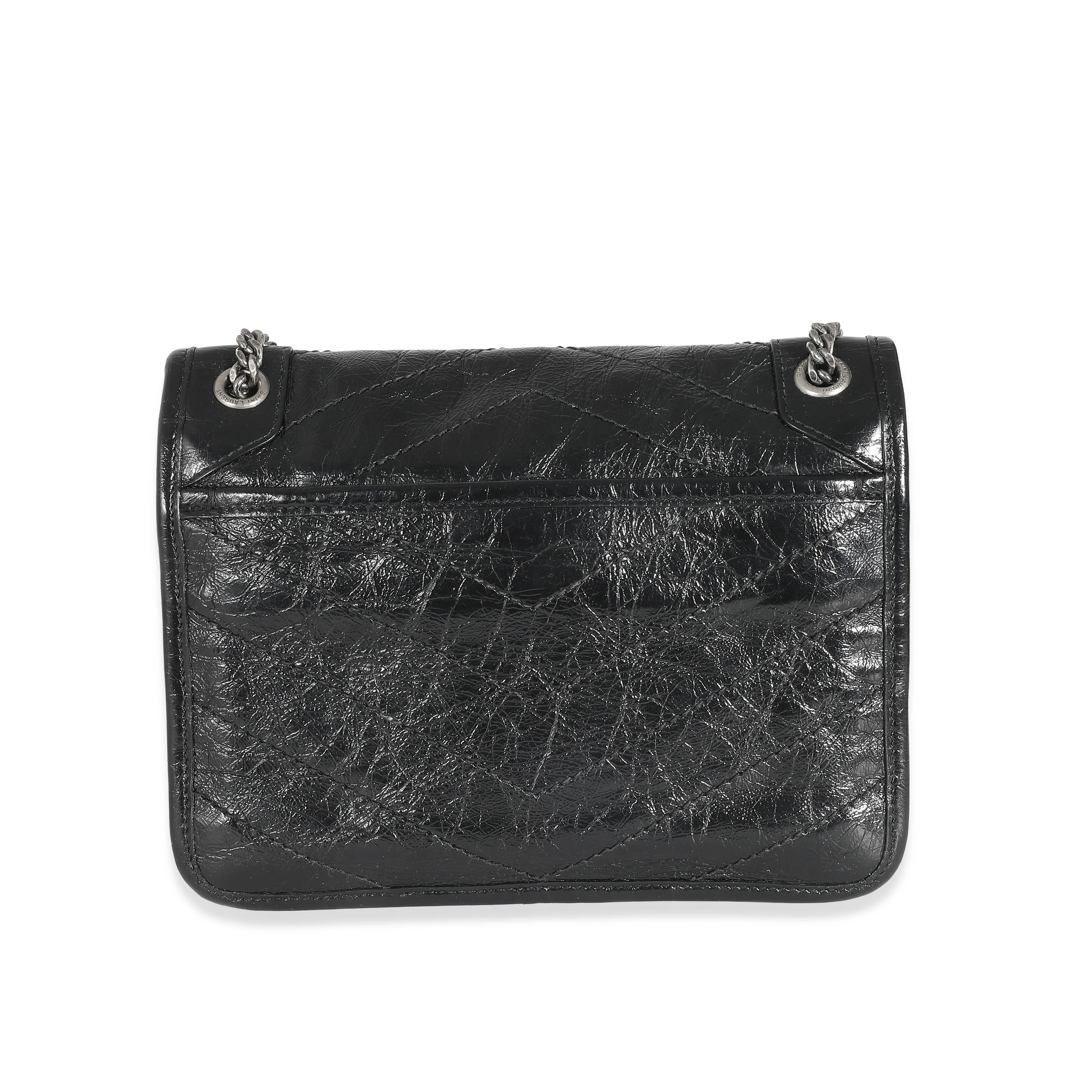 Saint Laurent Black Crinkled Calfskin Matelasse Monogram Baby Niki - Image 4