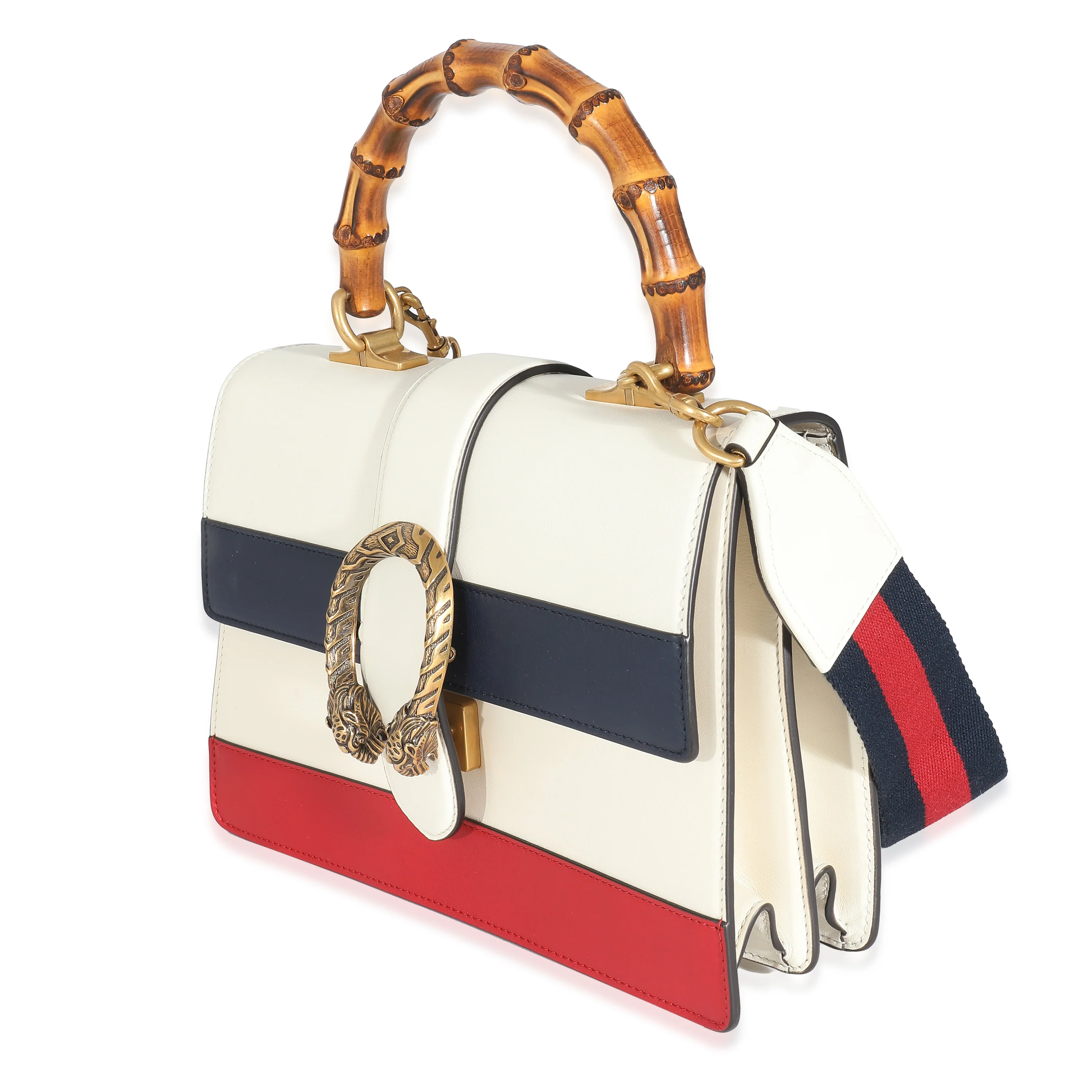 Gucci Red White Blue Calfskin Medium Dionysus Bamboo Top Handle - Image 2