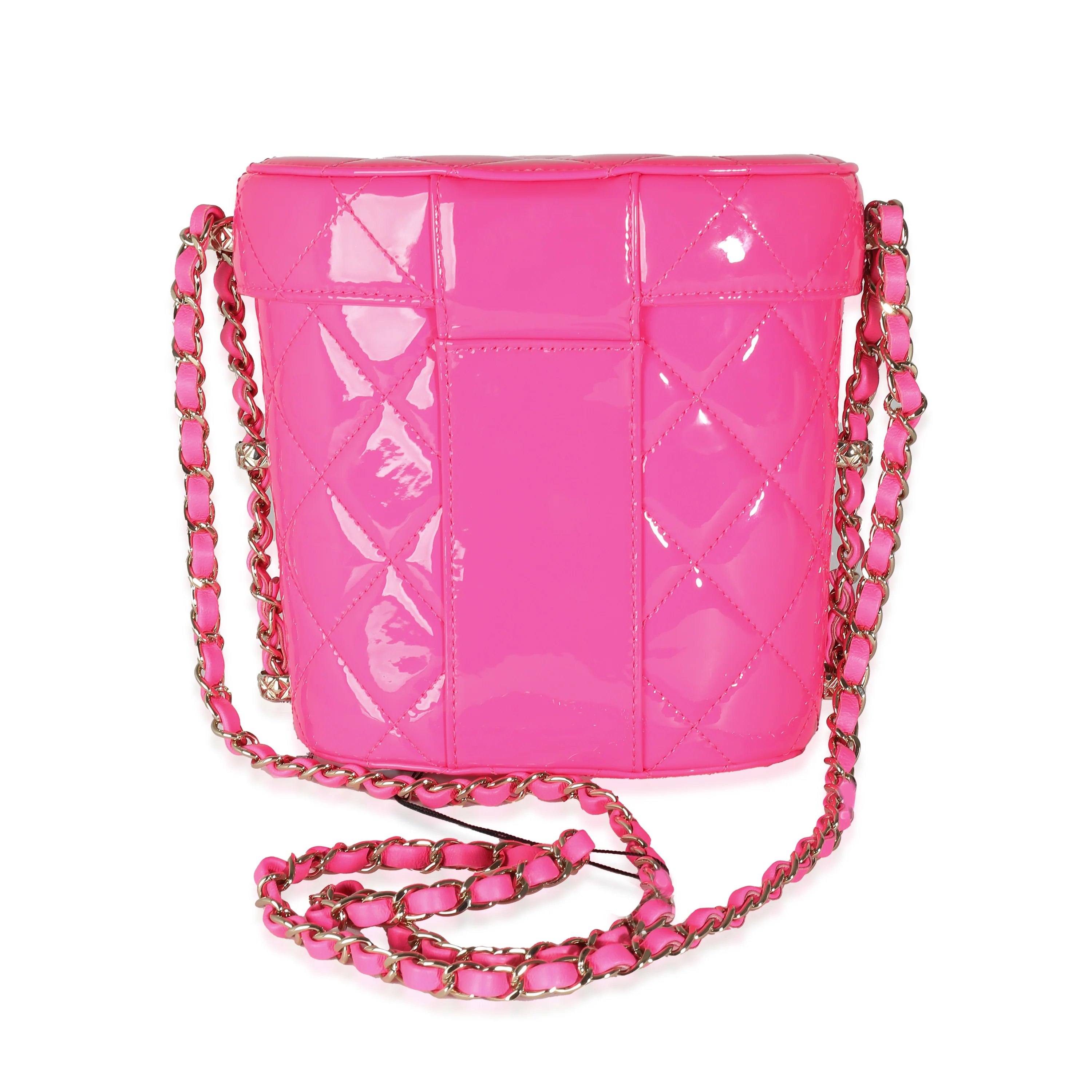 Chanel 23C Neon Pink Quilted Patent Vanity Case - Image 3