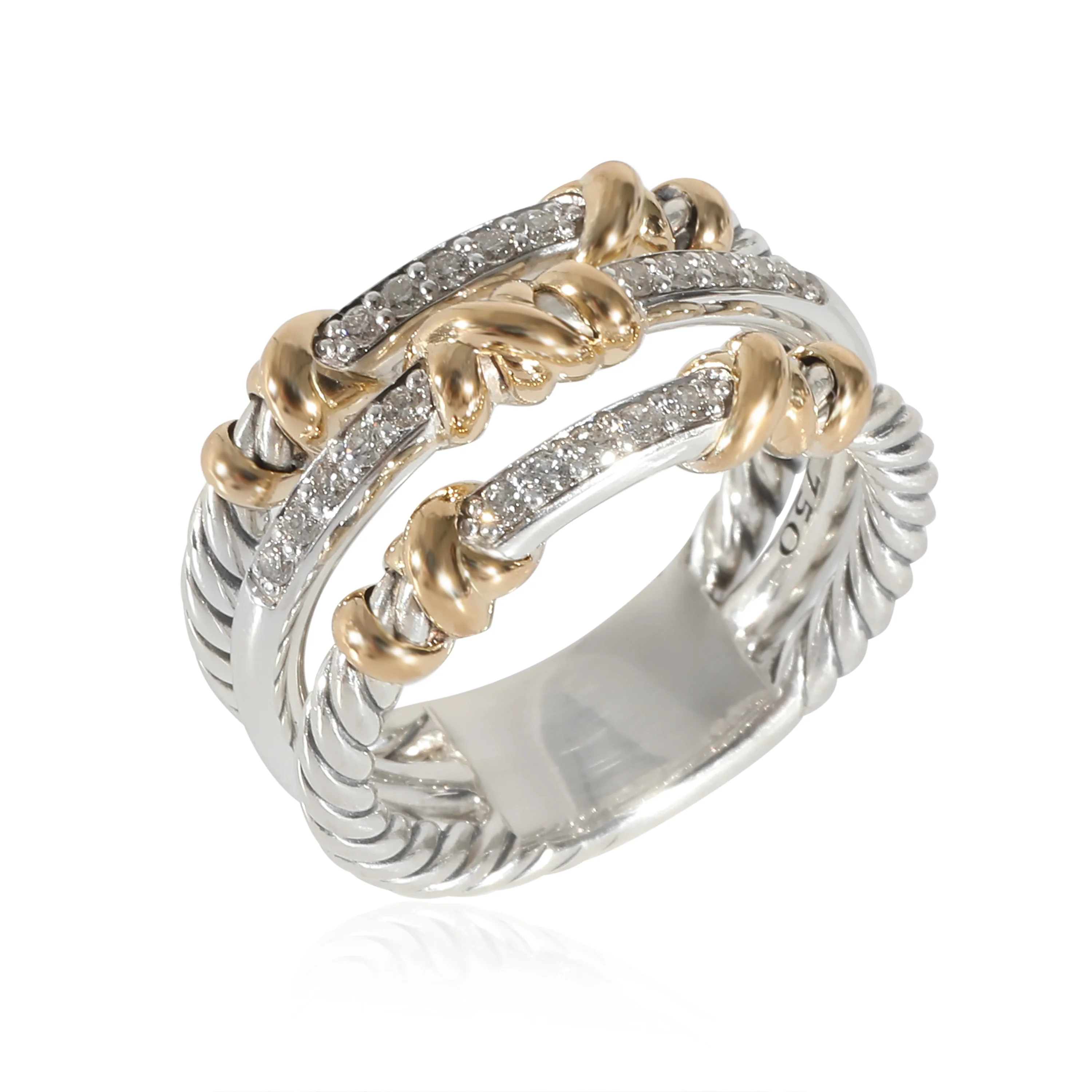 David Yurman Helena Ring in 18k Yellow Gold/Sterling Silver 0.21 Ctw - Image 3