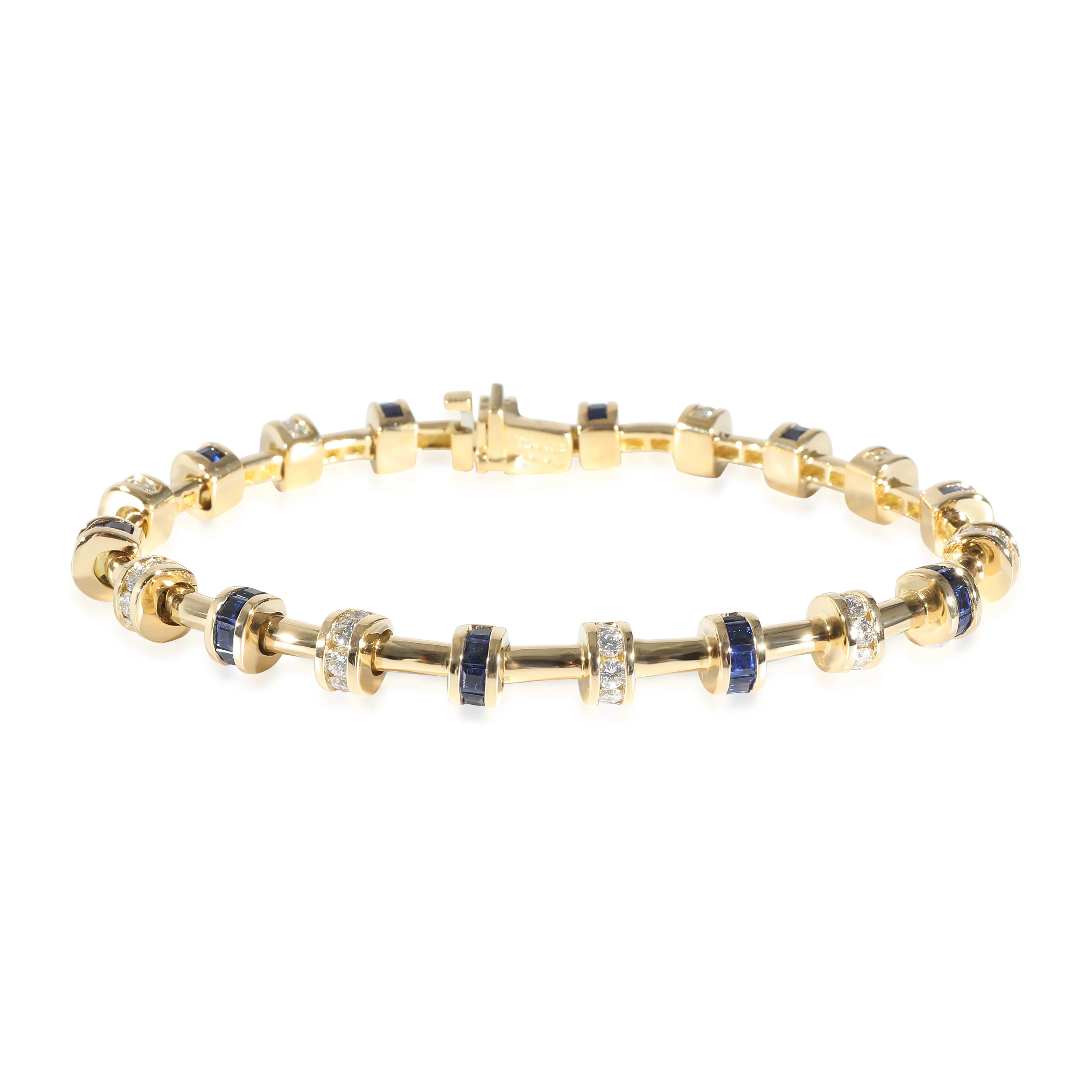 Charles Krypell Vintage Sapphire Bracelet in 18k Yellow Gold Blue 1.94 CTW