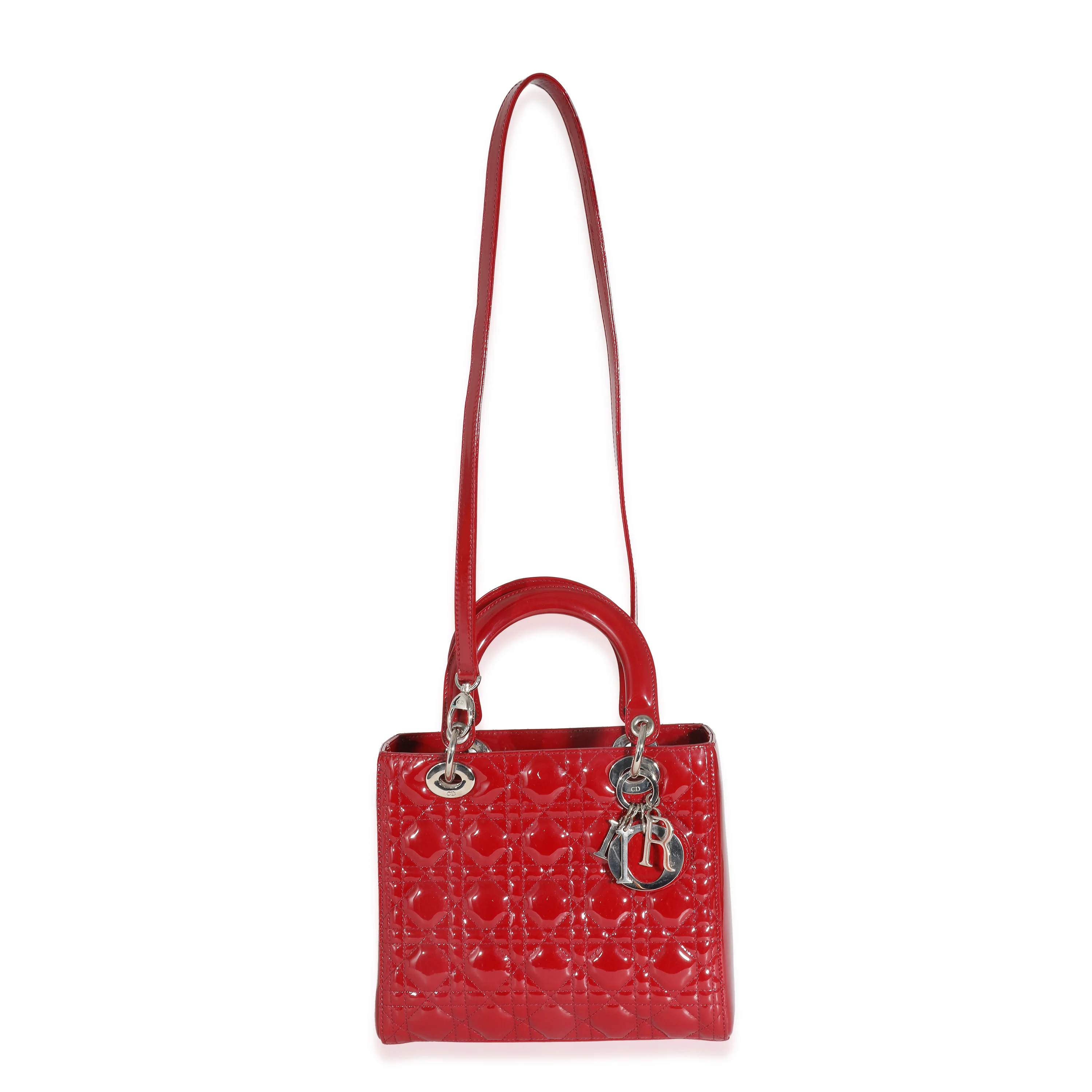Christian Dior Red Patent Cannage Medium Lady Dior - Image 4