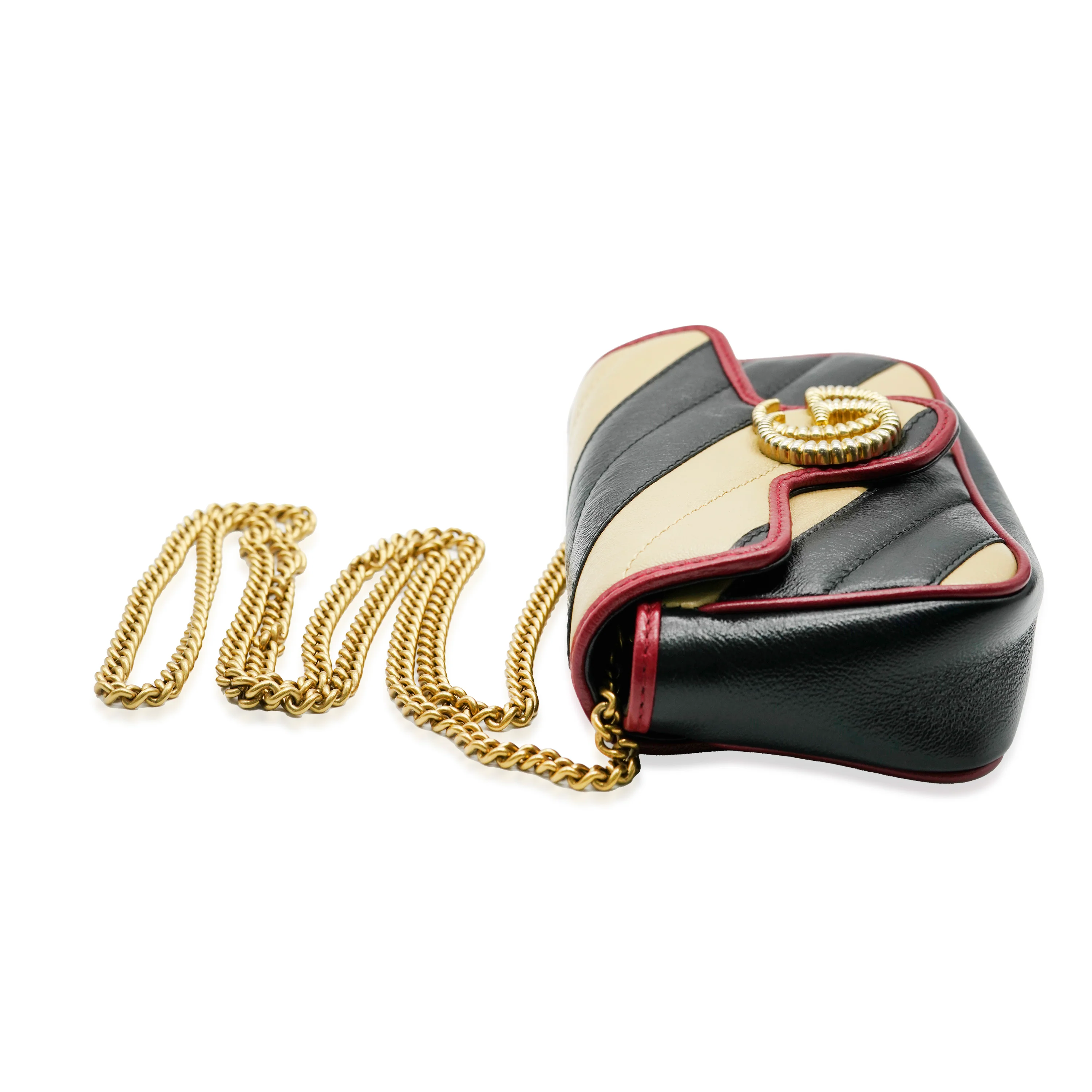 Black Beige Calfskin Torchon GG Marmont Super Mini Bag - Image 4