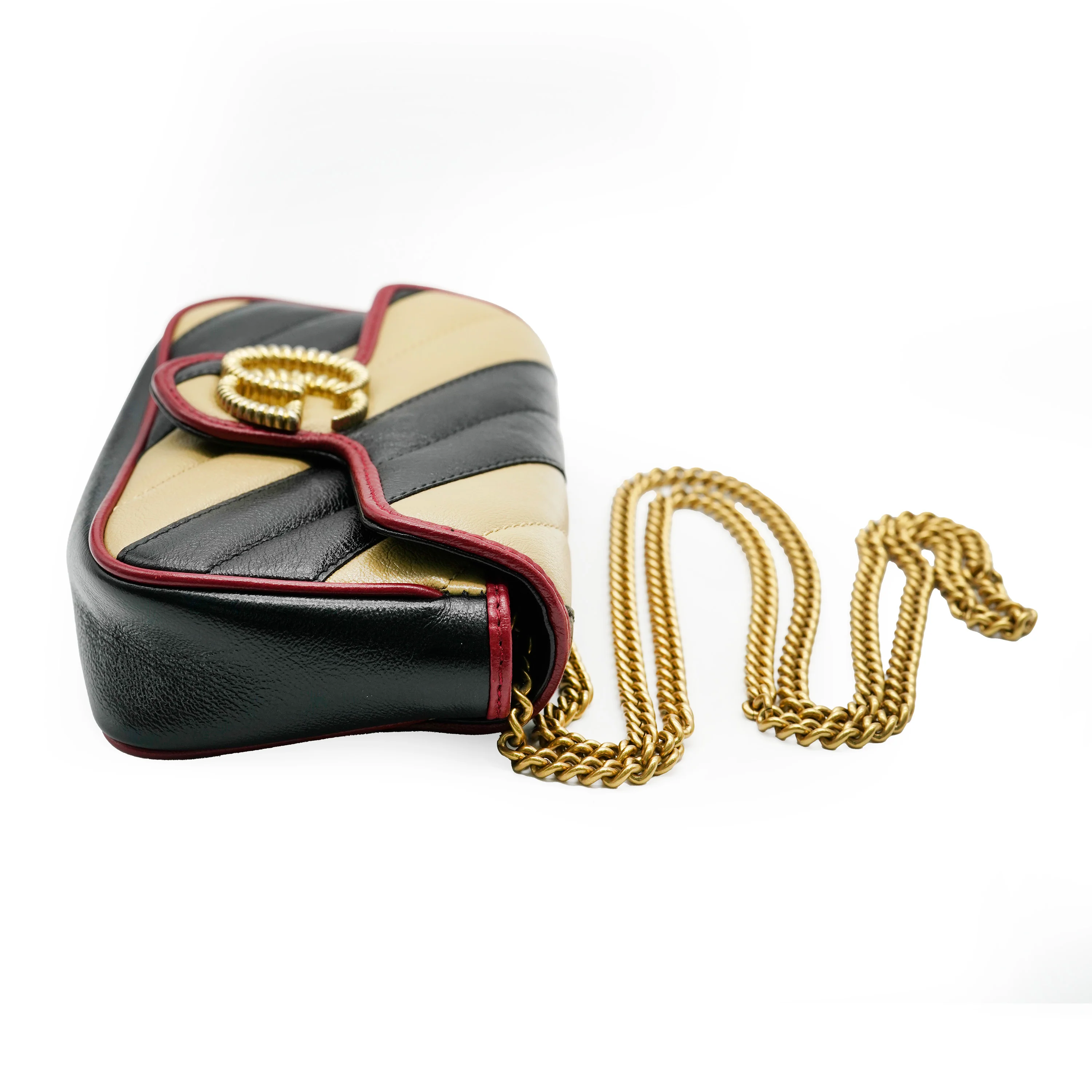 Black Beige Calfskin Torchon GG Marmont Super Mini Bag - Image 5