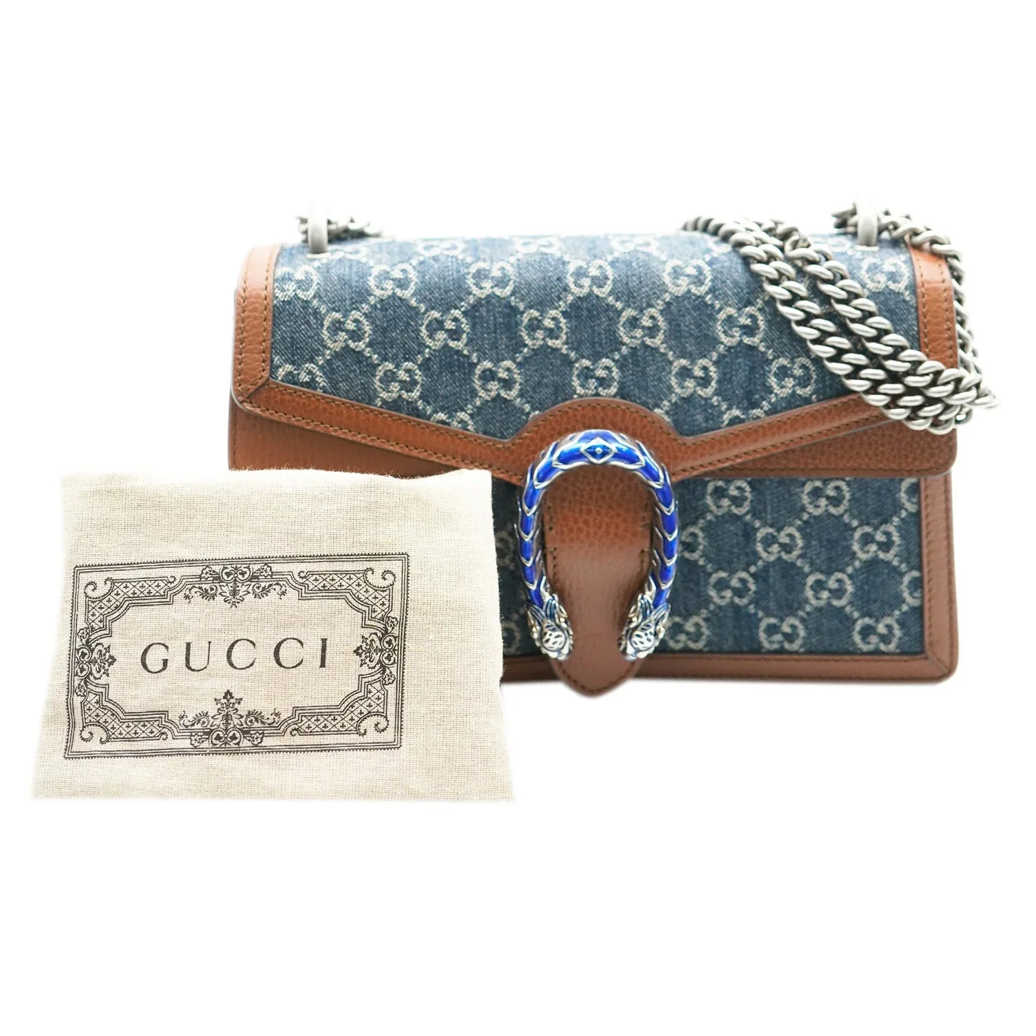 Gucci Blue Tea Cuir New Denim Dollar Calfskin GG Small Dionysus - Image 10