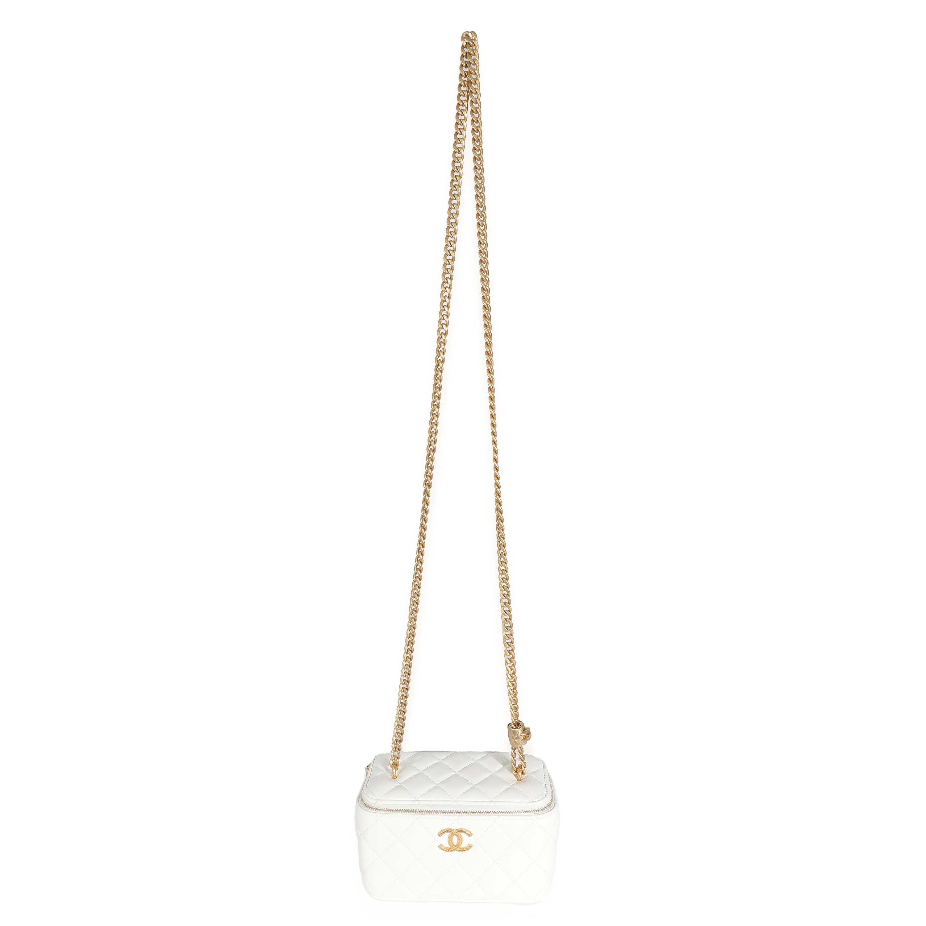 Chanel White Quilted Calfskin Long Vanity Case - Image 6