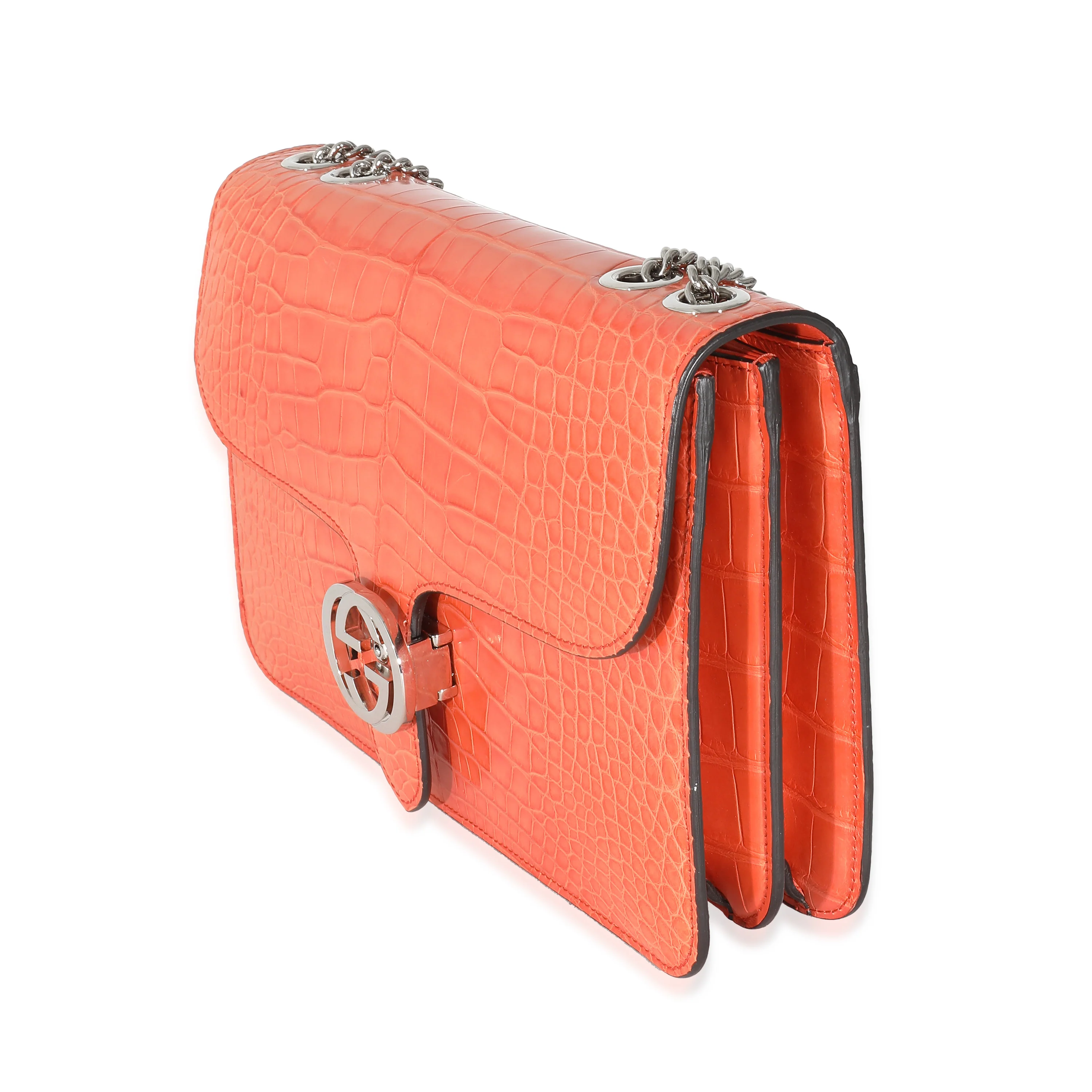Gucci Orange Crocodile Large Interlocking GG Shoulder Bag - Image 2