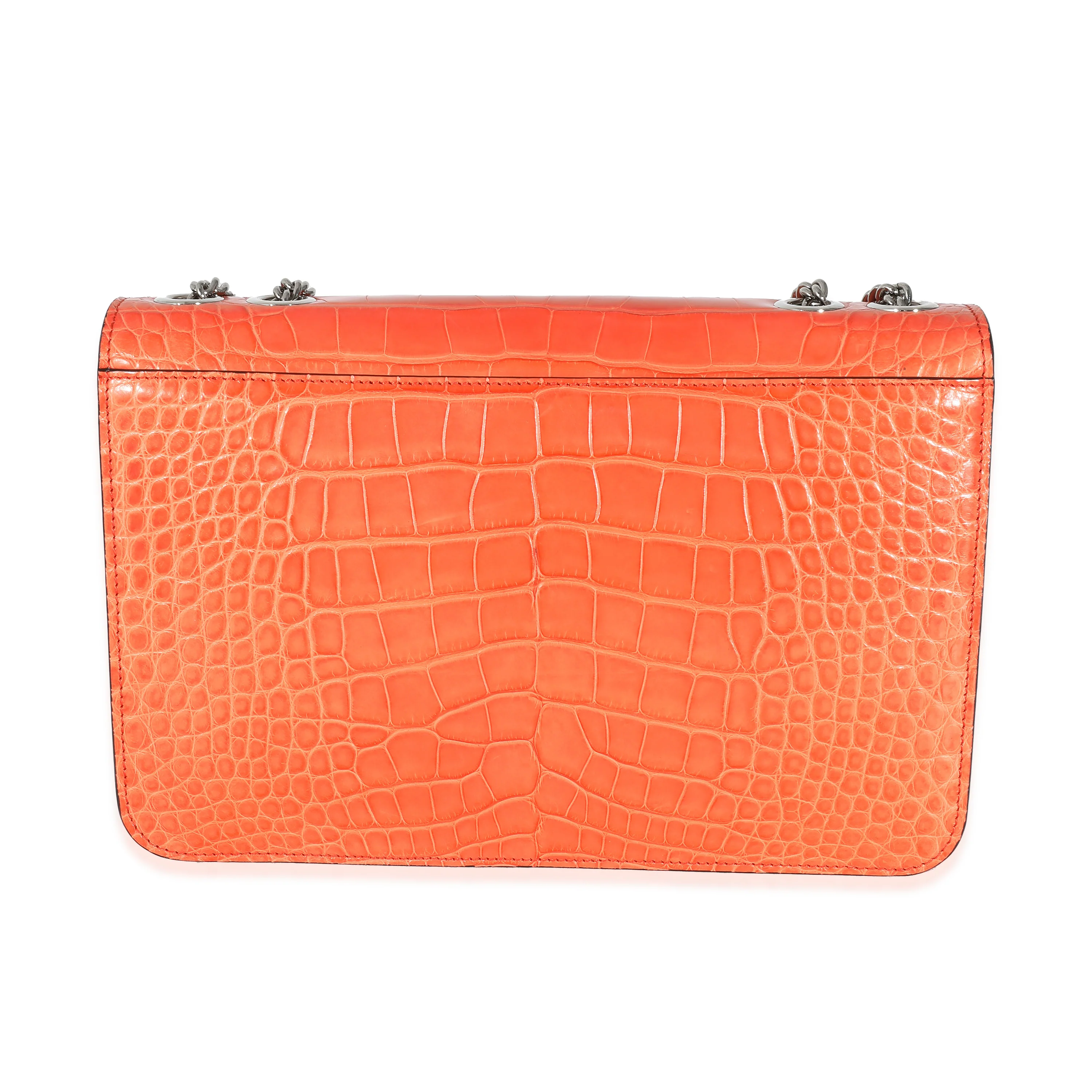 Gucci Orange Crocodile Large Interlocking GG Shoulder Bag - Image 5