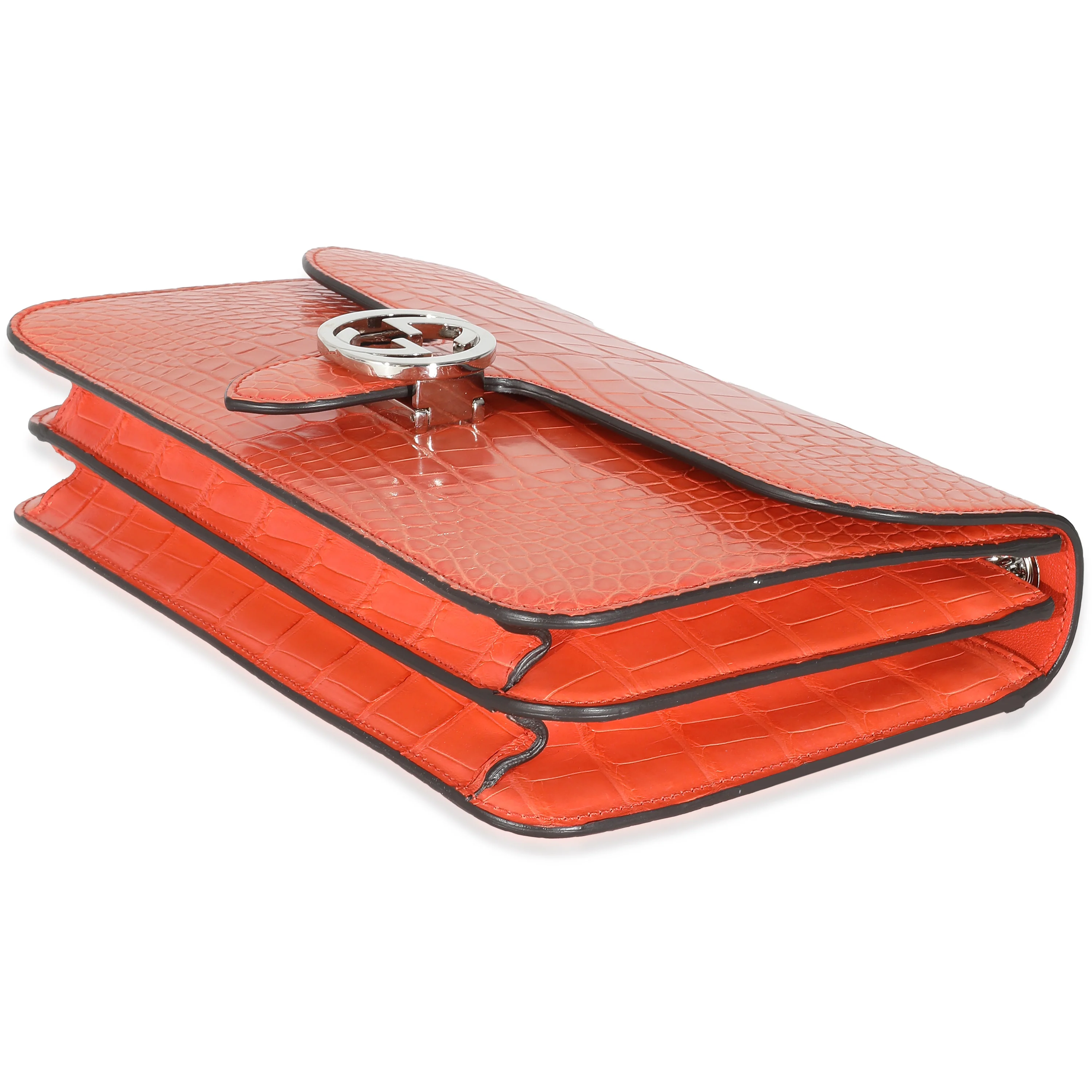 Gucci Orange Crocodile Large Interlocking GG Shoulder Bag - Image 6