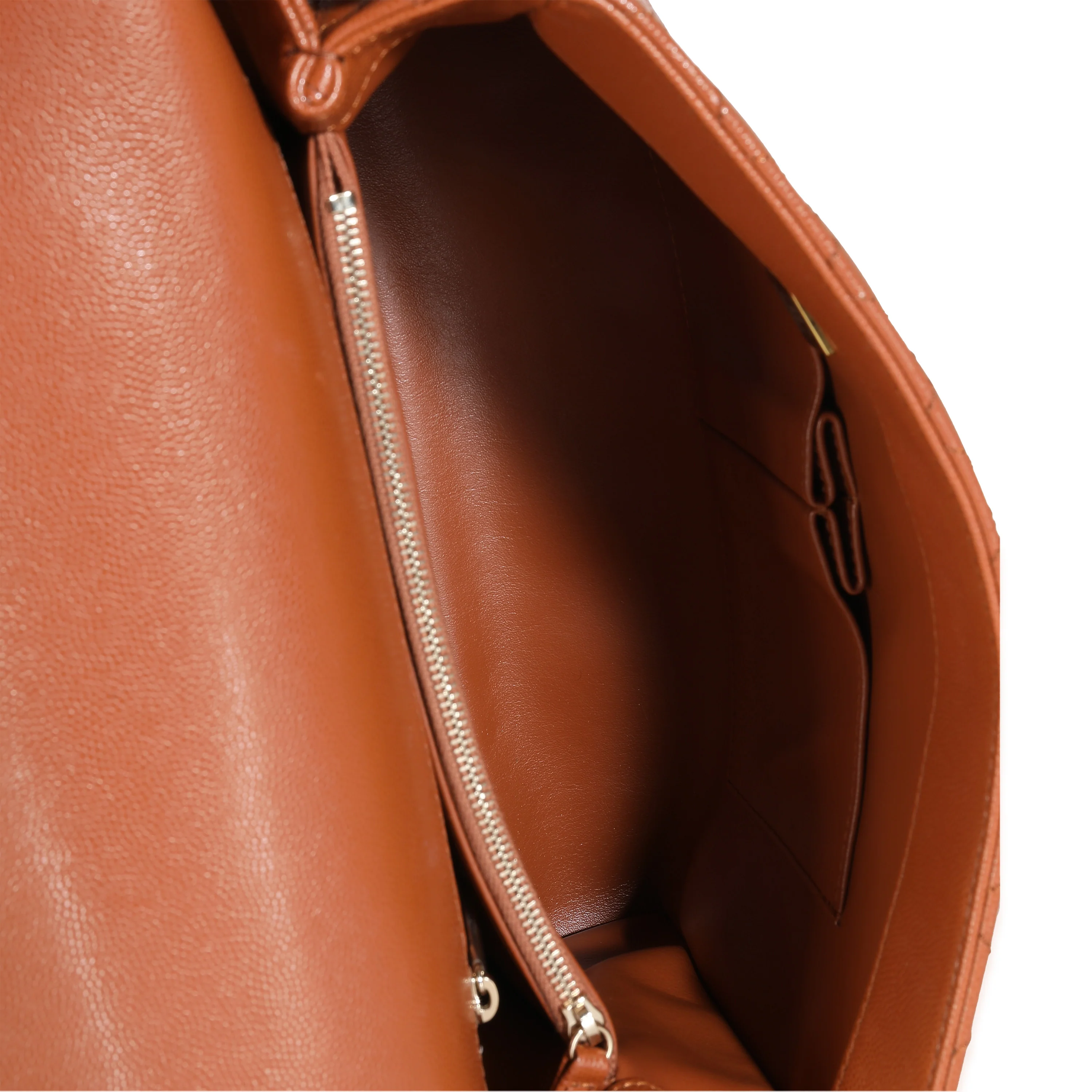 Brown Quilted Caviar Large Coco Chain Handle Flap Handbag - Image 4