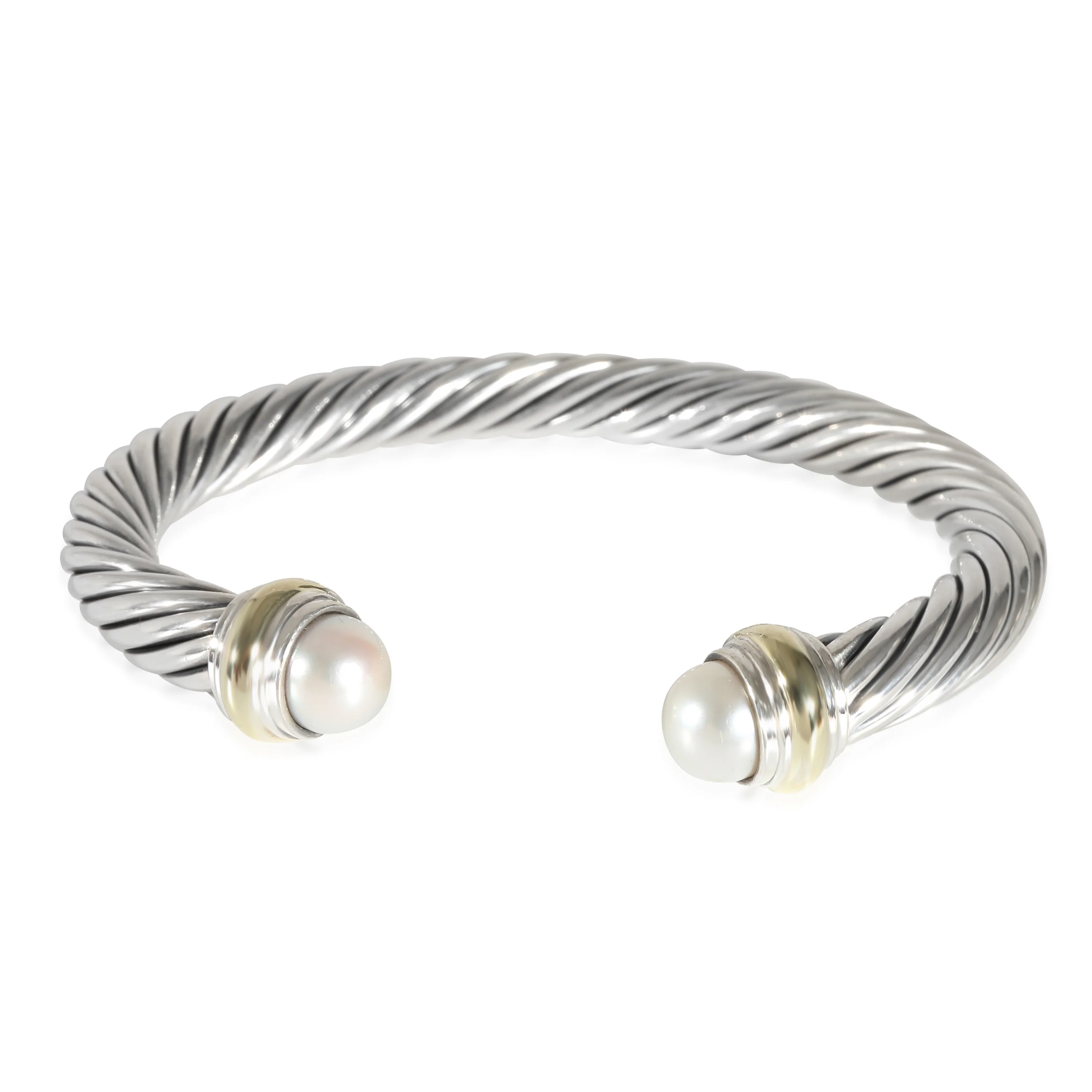 David Yurman Cable Classic Cuff with Pearls in 14k Yellow Gold/Sterling Silver