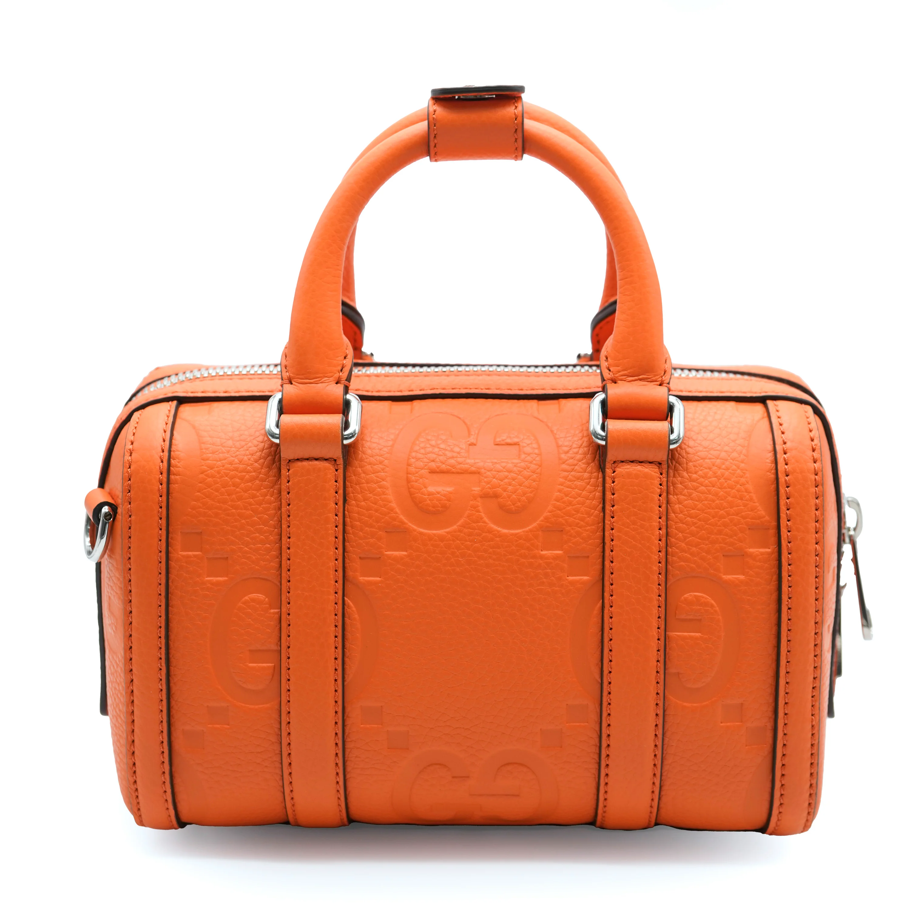 Gucci Orange Calfskin Jumbo GG Mini Duffle - Image 4