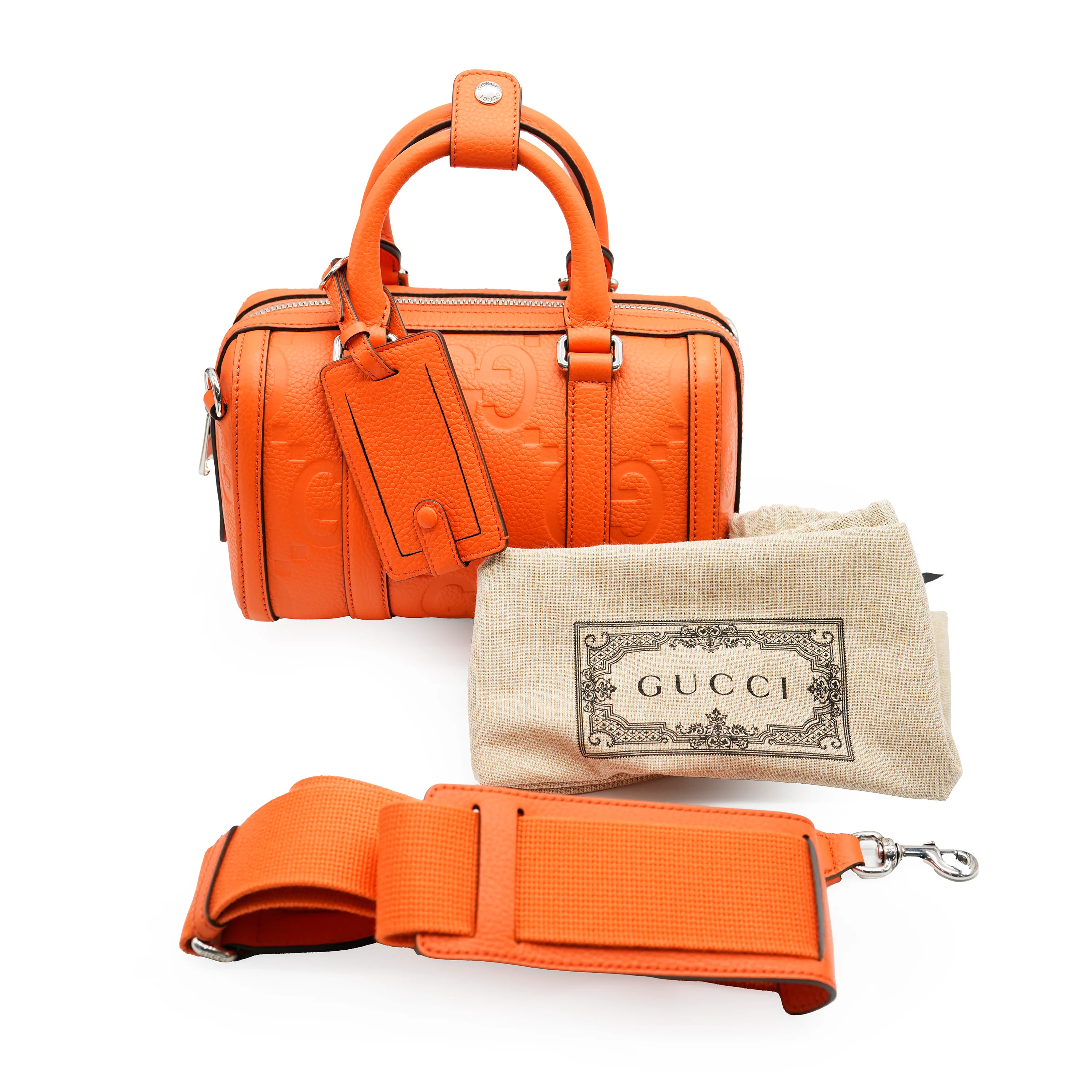 Gucci Orange Calfskin Jumbo GG Mini Duffle - Image 9