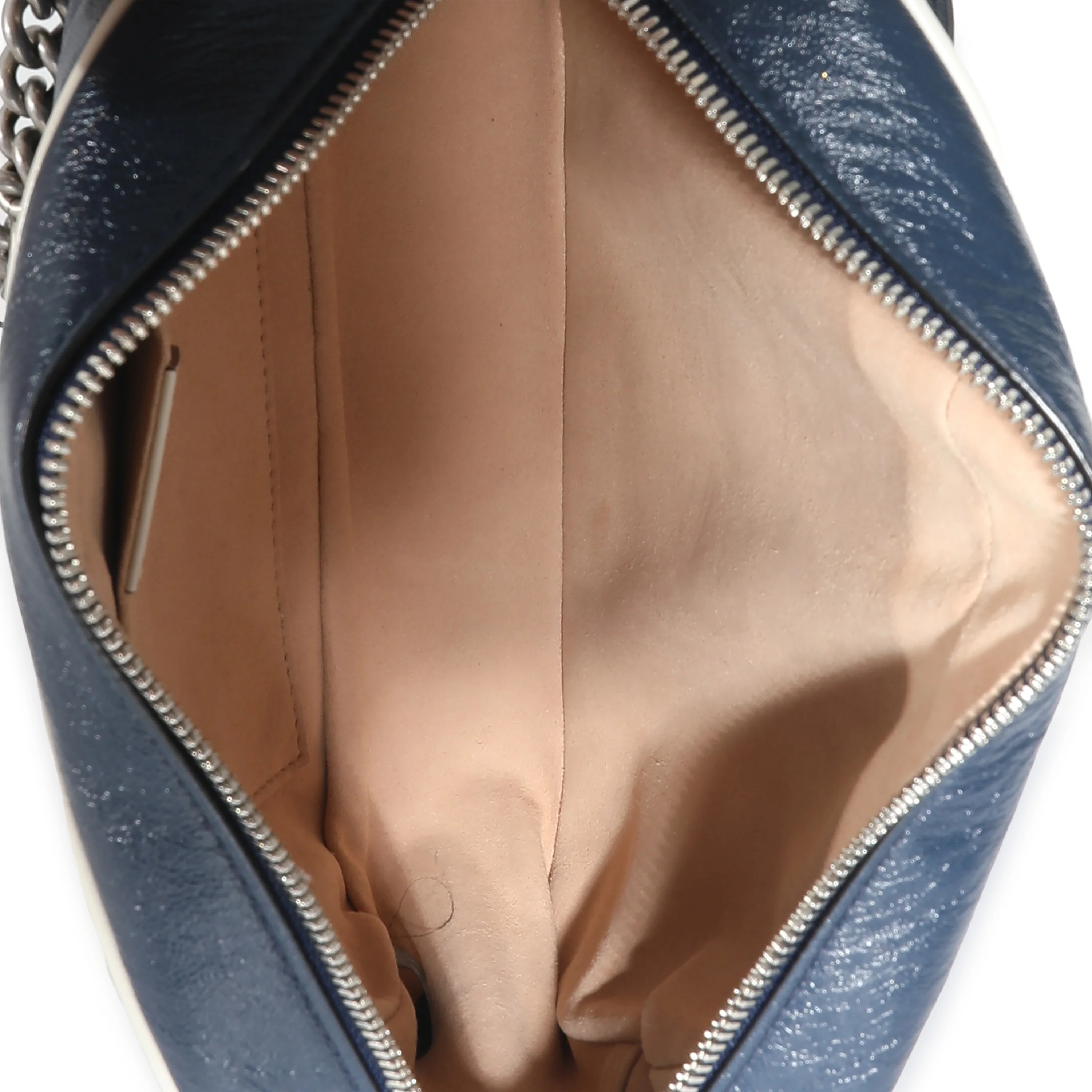 Navy White Matelasse Leather Small Torchon GG Marmont Shoulder Bag - Image 8